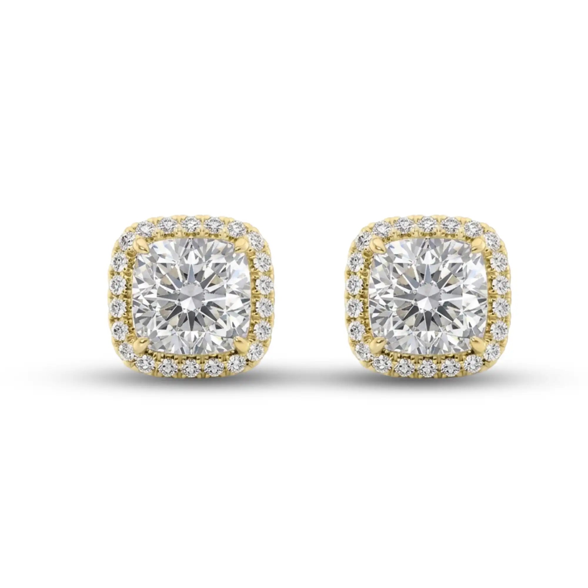 Halo Cushion Cut Lab Diamond Stud Earrings | Dragona