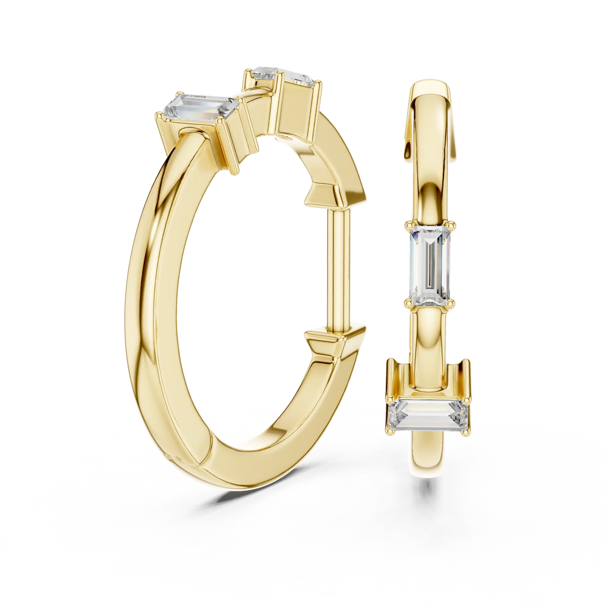 Lab Grown Diamond Hoop Earrings - Baguette | Isolde