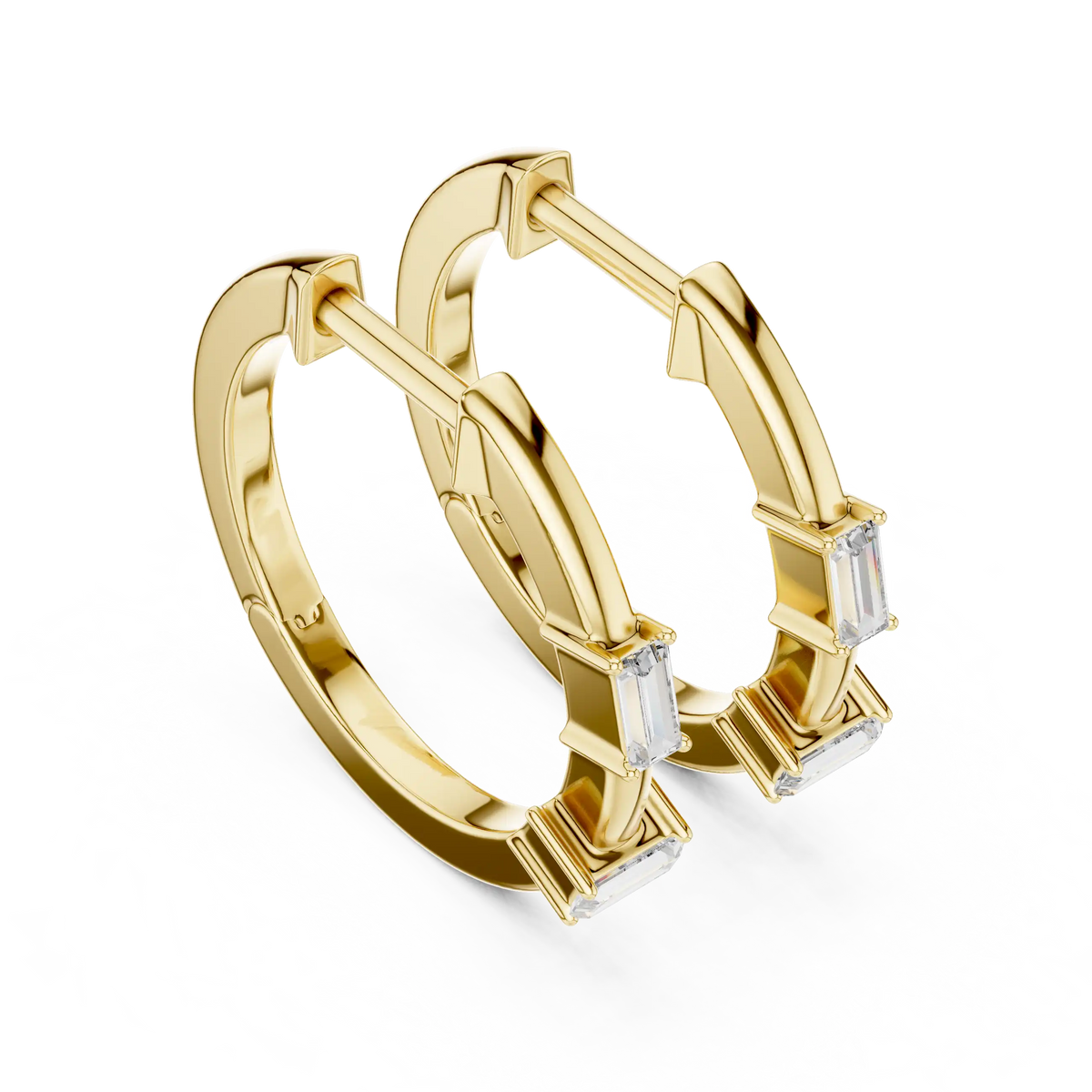 Lab Grown Diamond Hoop Earrings - Baguette | Isolde