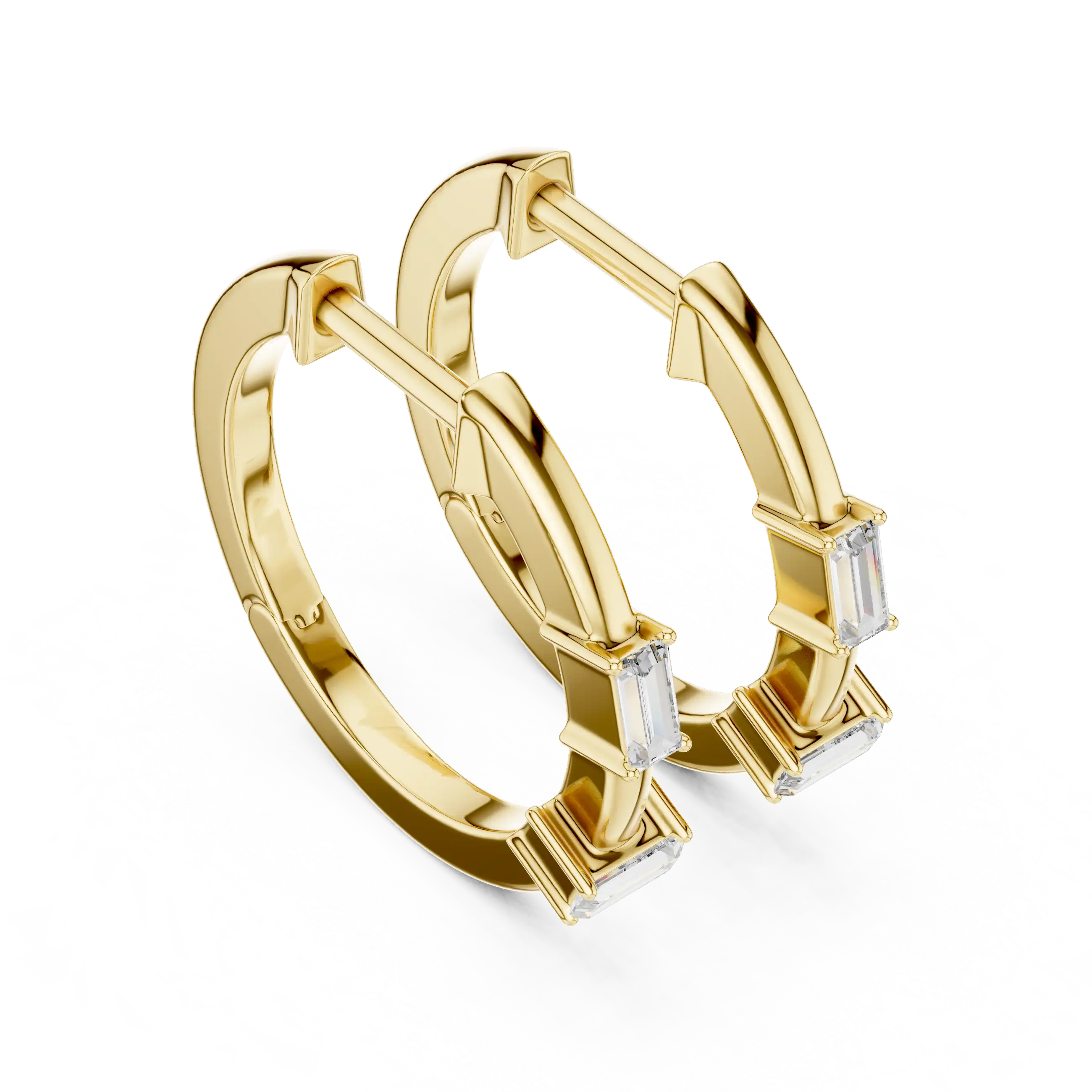 Lab Grown Diamond Hoop Earrings - Baguette | Isolde