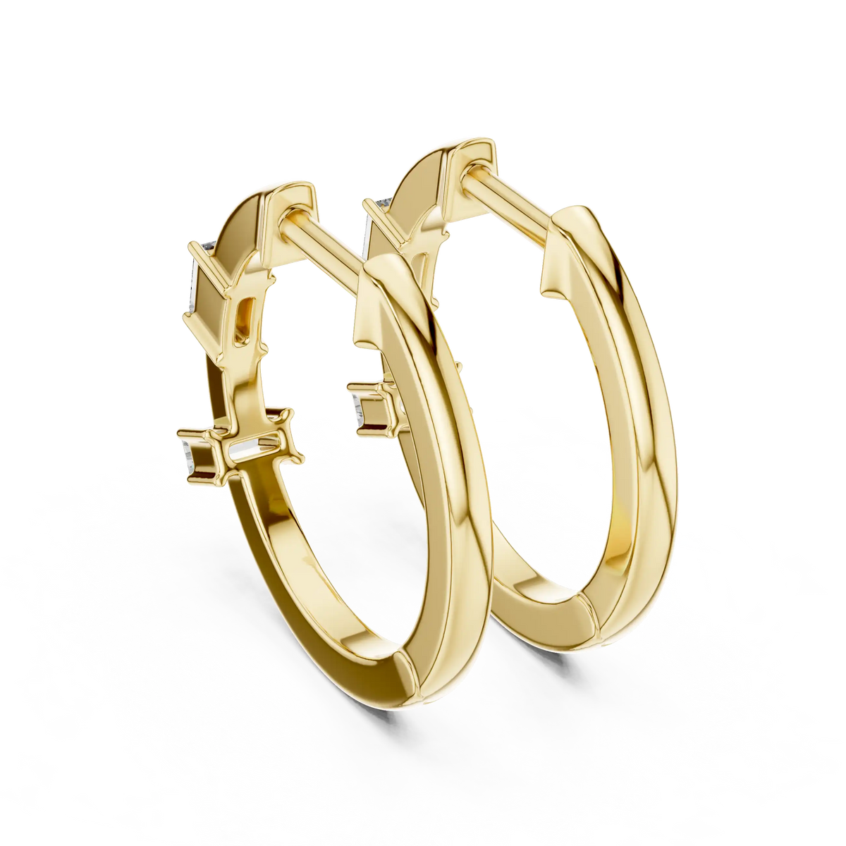 Lab Grown Diamond Hoop Earrings - Baguette | Isolde