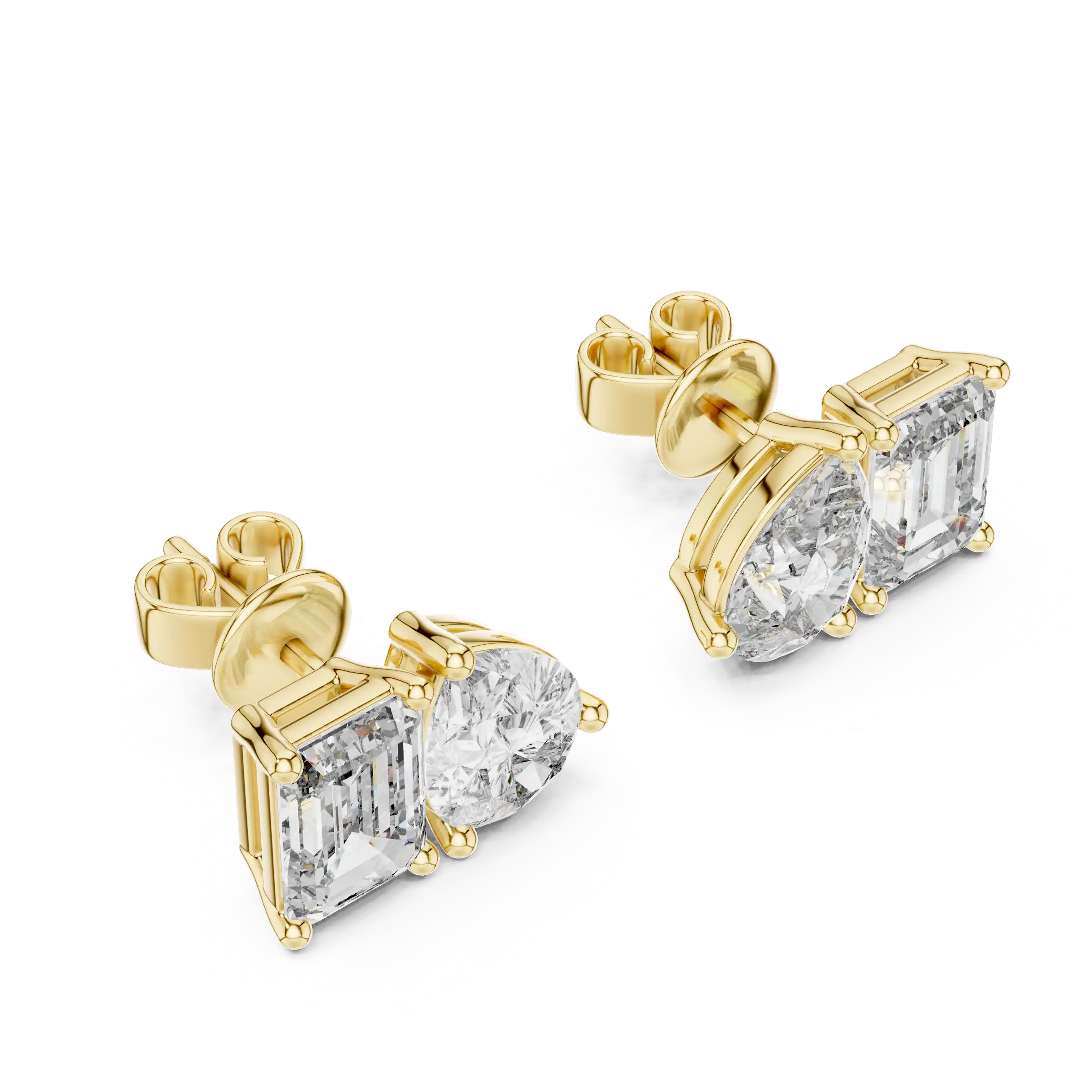Lab Grown Diamond Stud Earrings - Emerald & Pear | Zalmira
