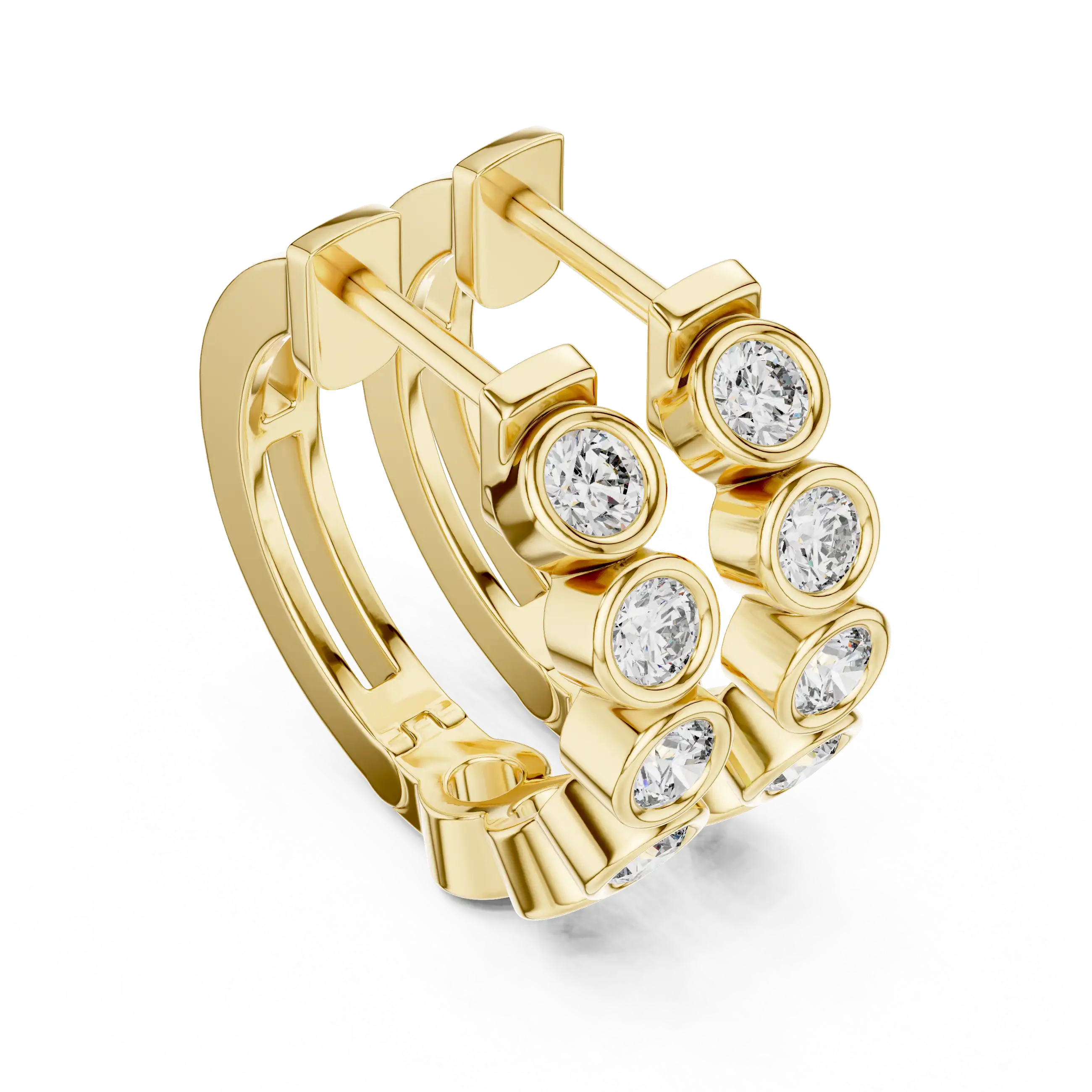 Lab Grown Diamond Hoop Earrings - Bezel Set Round | Isadora
