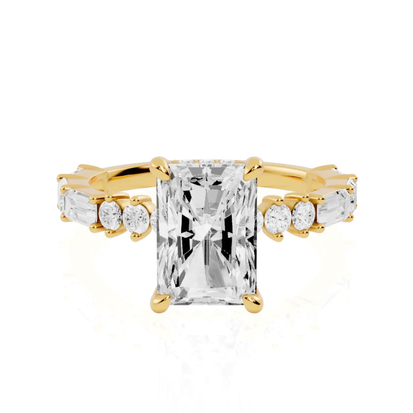 Hidden Halo Pavé Band Lab Grown Diamond Engagement Ring | Aix Heaven