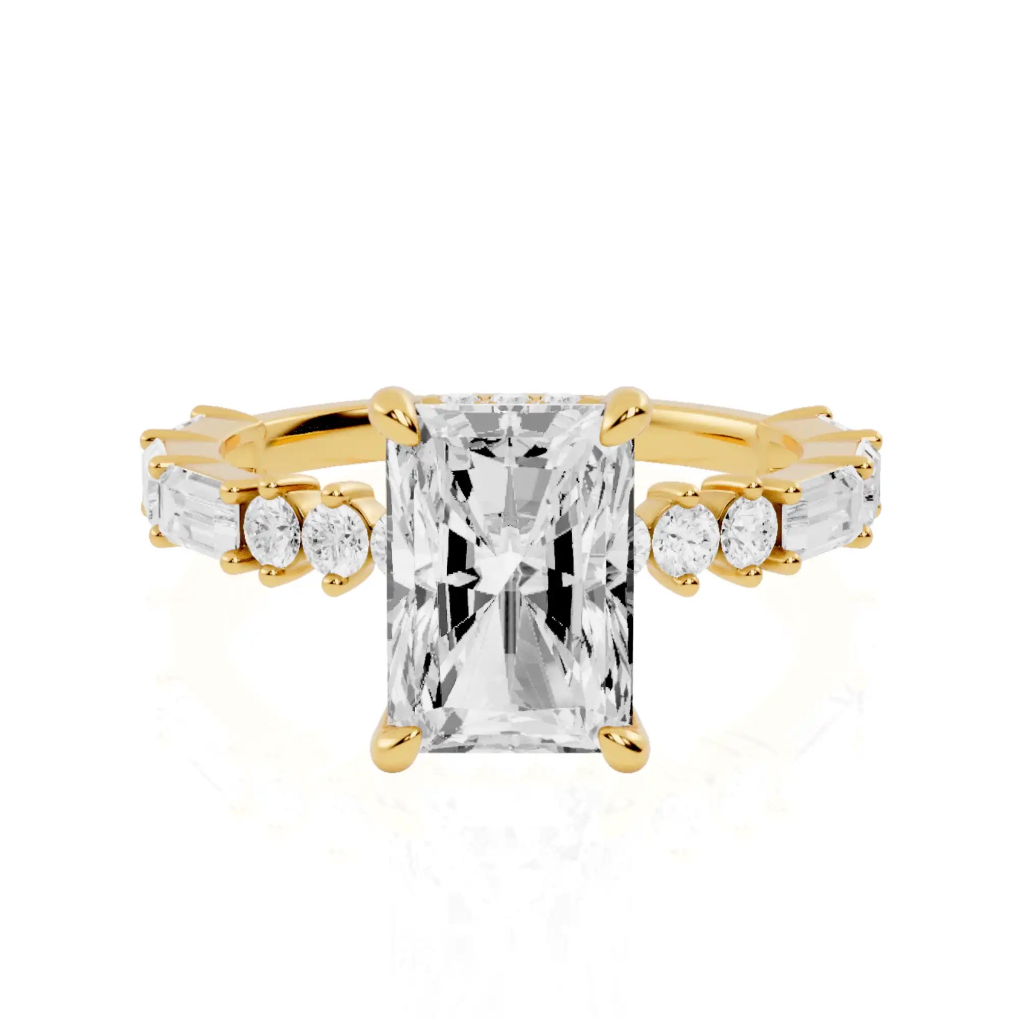 Hidden Halo Pavé Band Lab Grown Diamond Engagement Ring