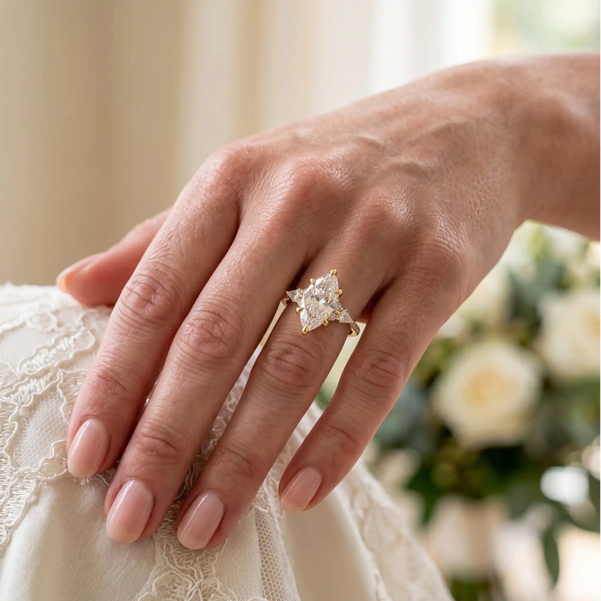 Marquise Cut Lab Grown Diamond Engagement Ring| Denver Glacia