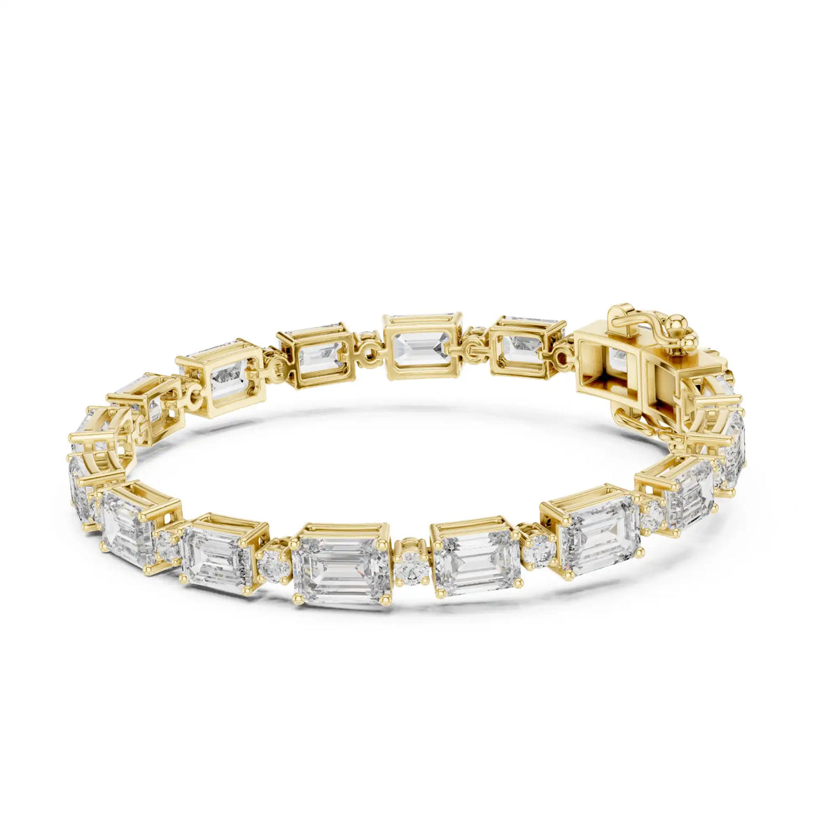 Emerald & Round Brilliant Lab Grown Diamond Tennis Bracelet | Taj