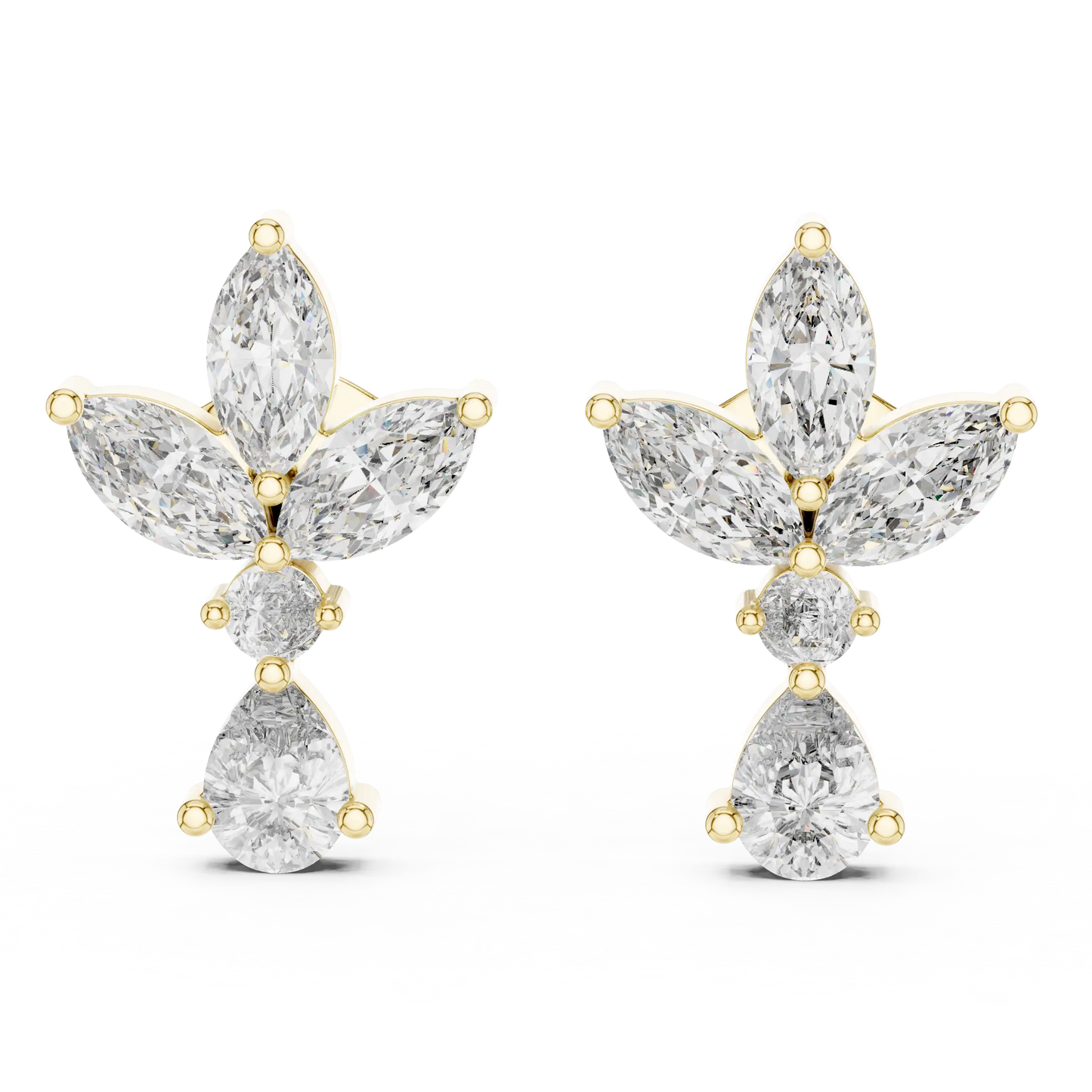 Lab Grown Diamond Earrings - Mixed-Cut Cluster Design | Simiena