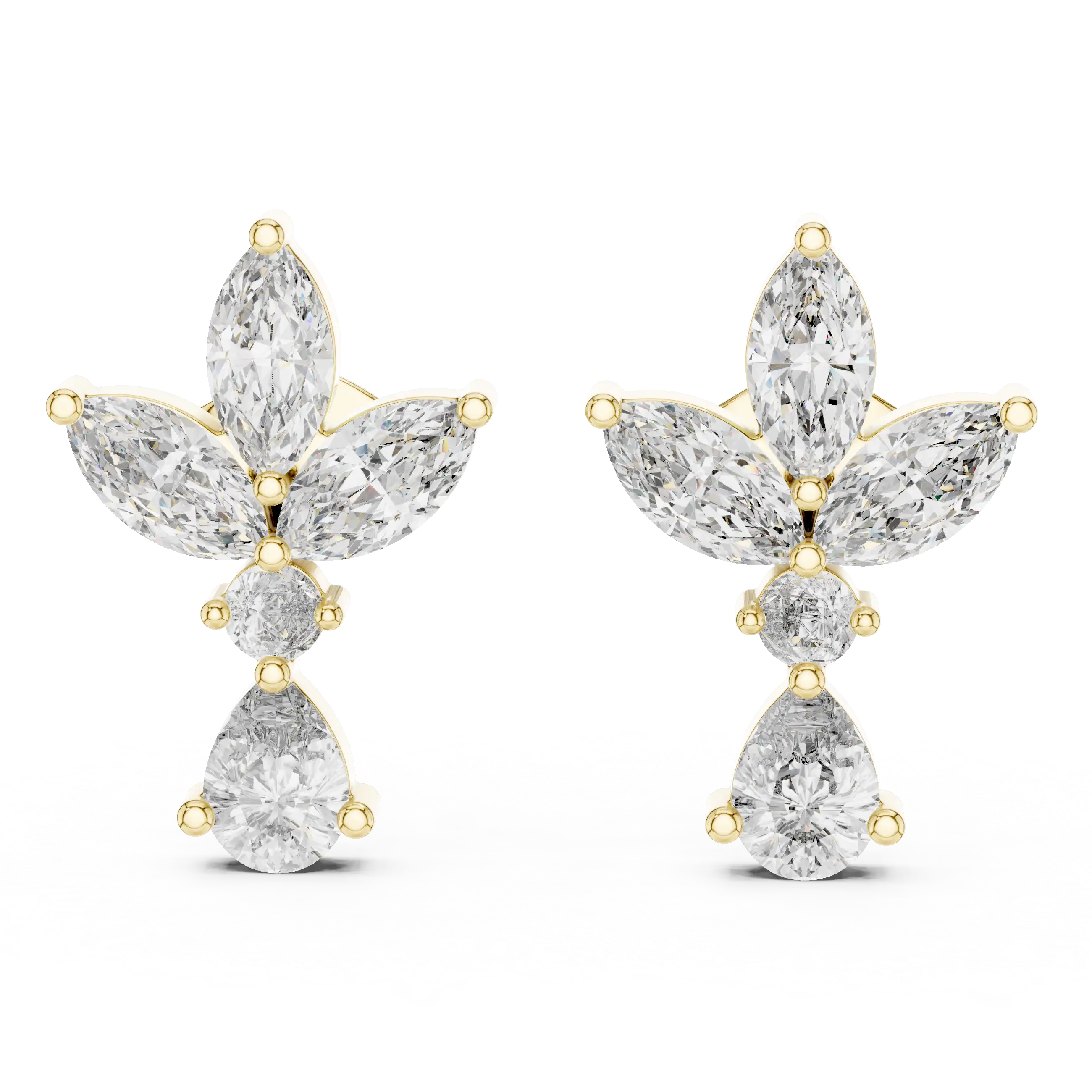  Mixed-Cut Cluster Design Earrings