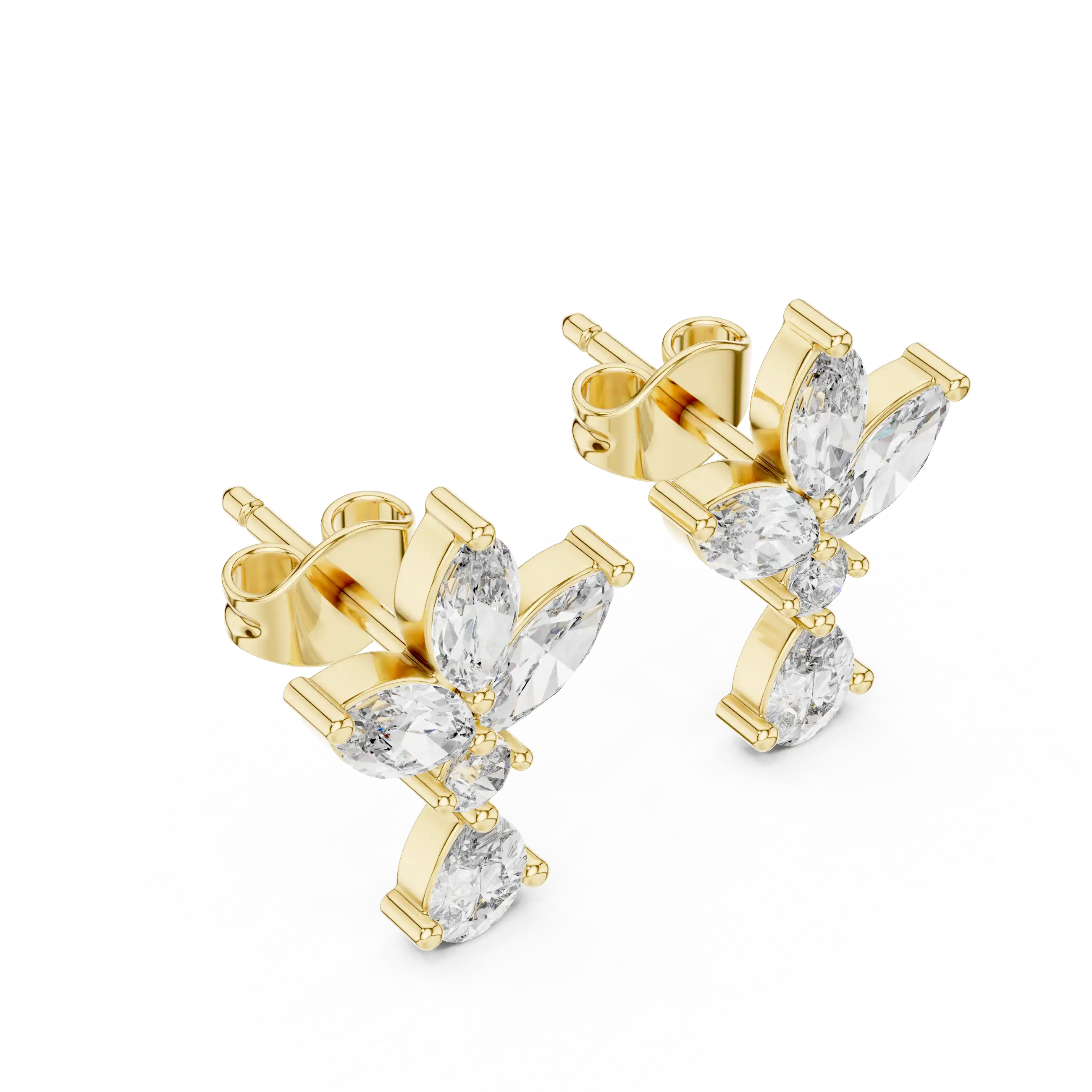 Lab Grown Diamond Earrings - Mixed-Cut Cluster Design | Simiena