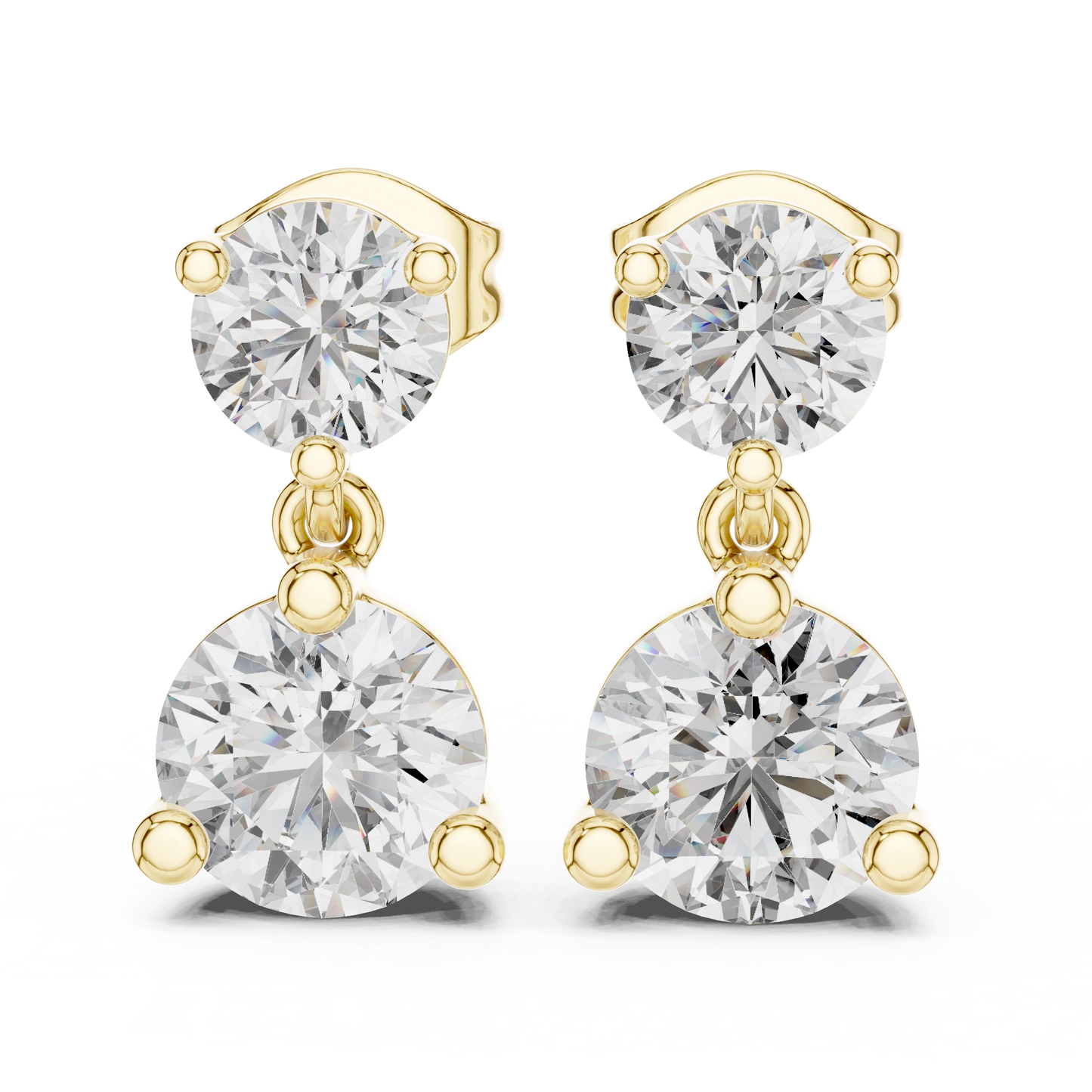 Lab Grown Diamond Drop Earrings - Two Stone Elegant Design | Tana