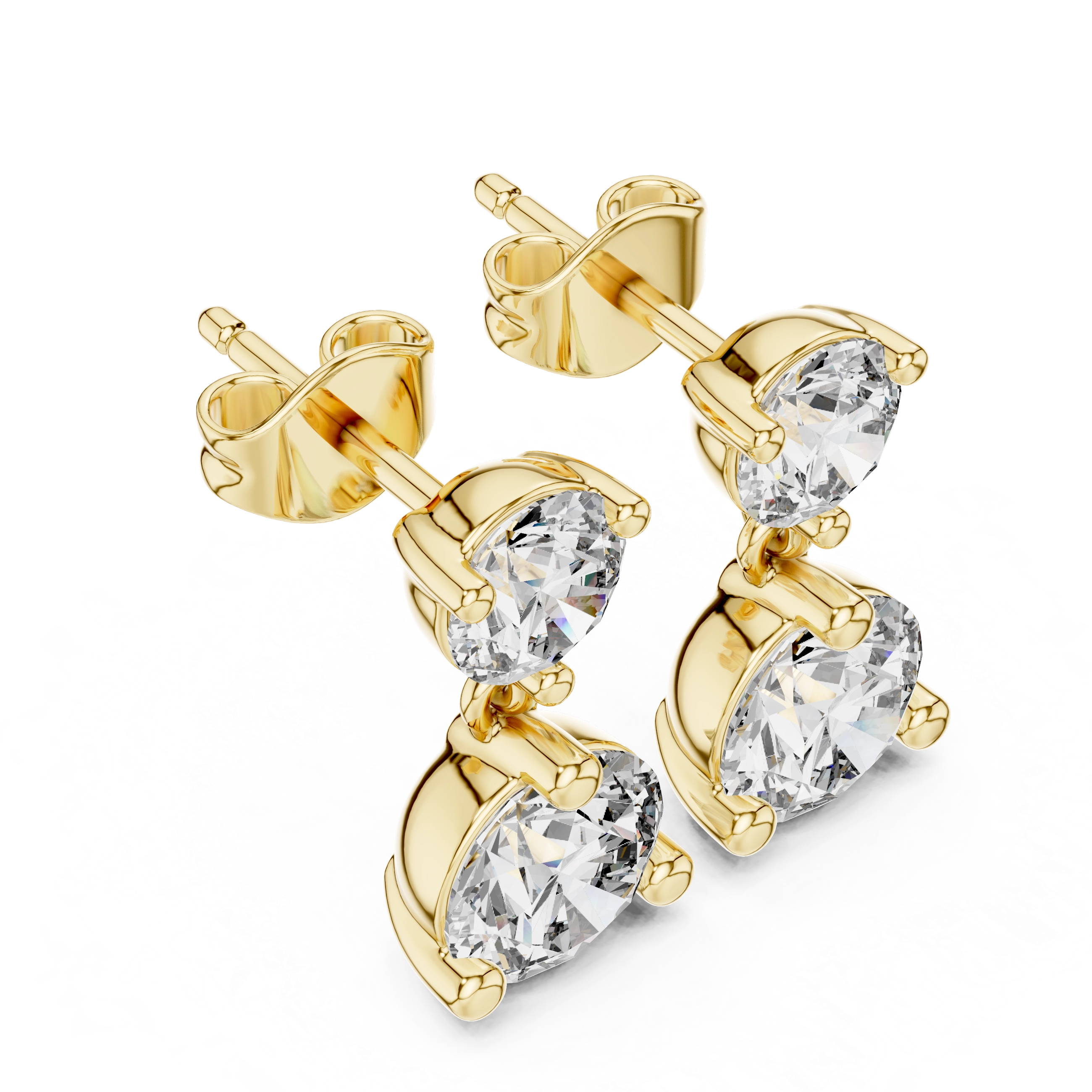 Lab Grown Diamond Drop Earrings - Two Stone Elegant Design | Tana