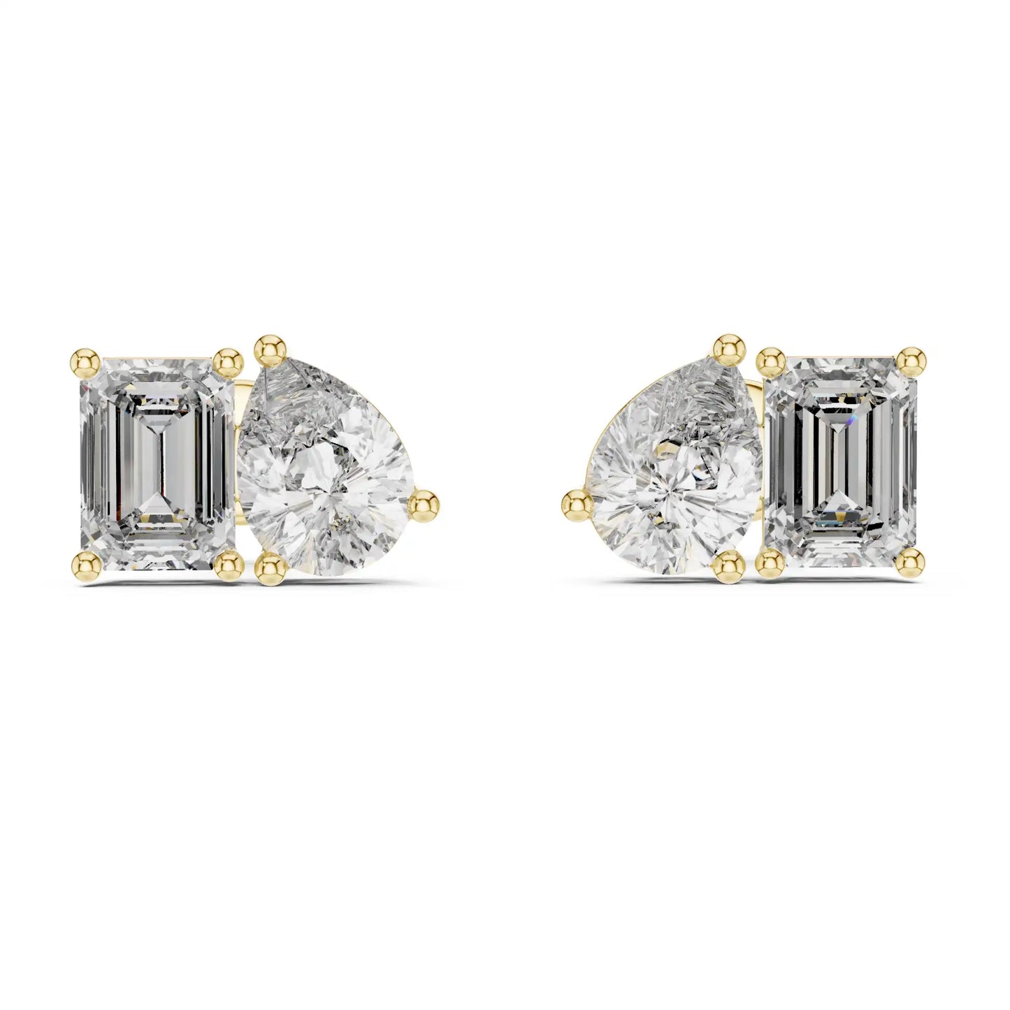 Lab Grown Diamond Stud Earrings - Emerald & Pear | Zalmira