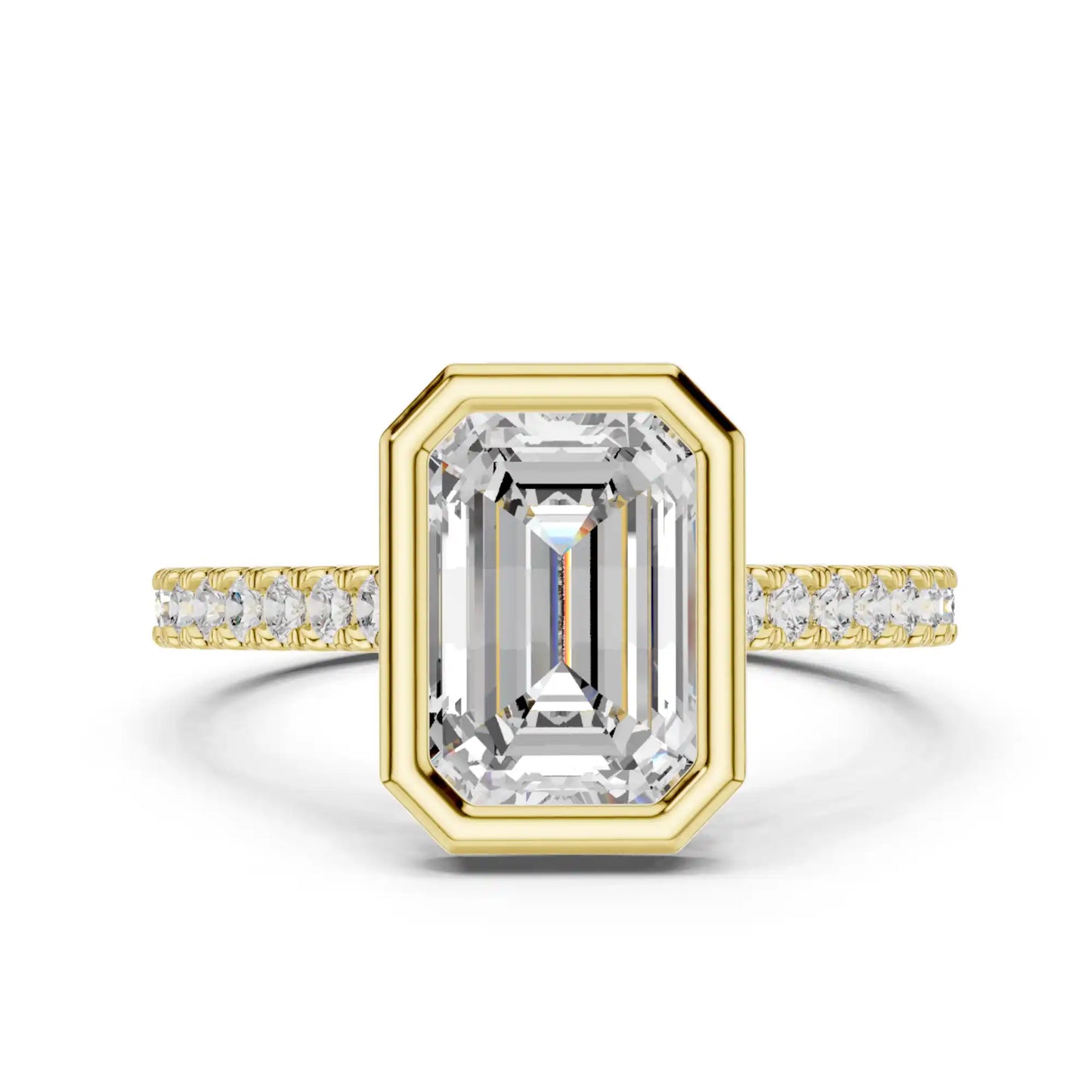 Bezel Set Emerald Cut Engagement Ring | Pulsar Spark