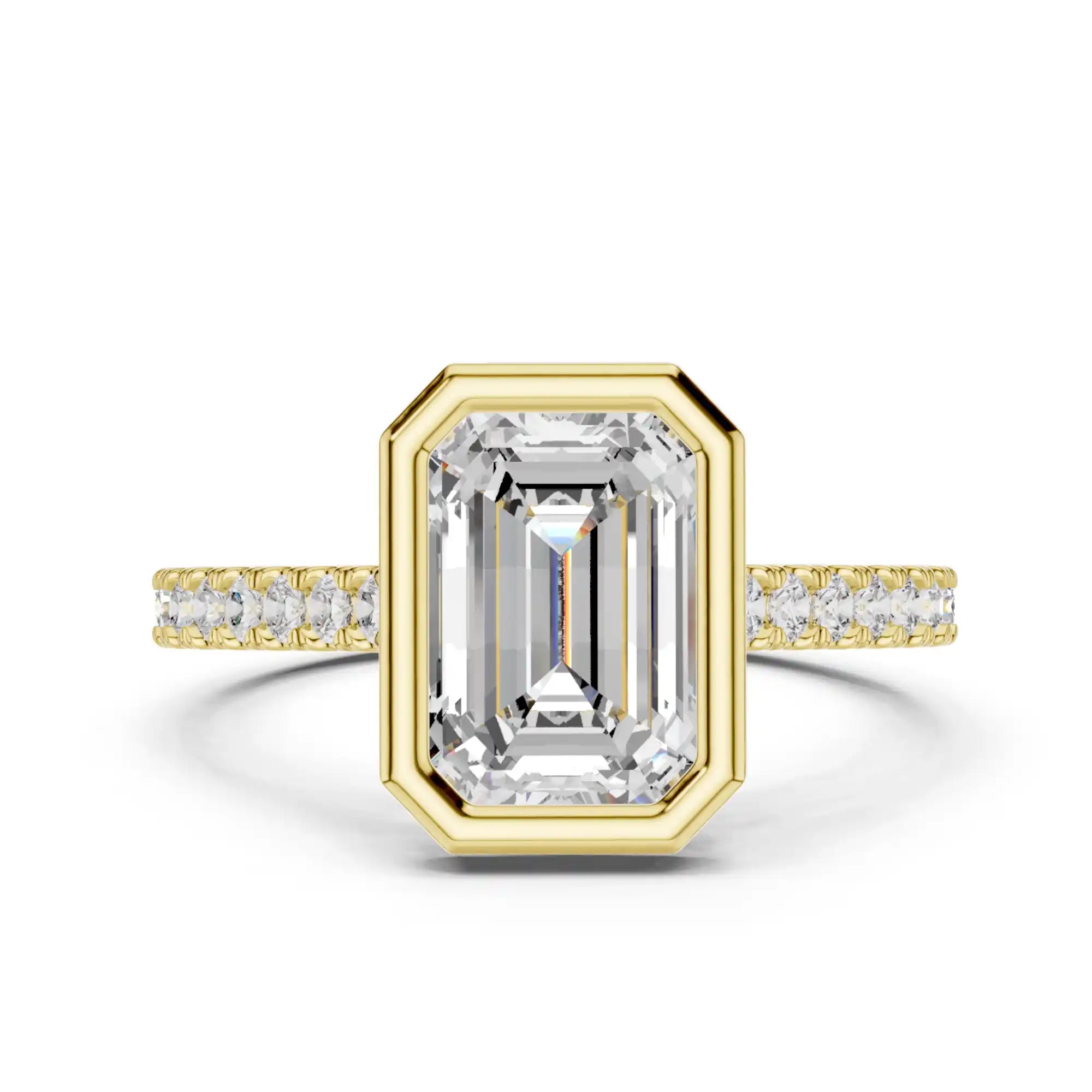 Bezel Set Emerald Cut Engagement Ring | Pulsar Spark