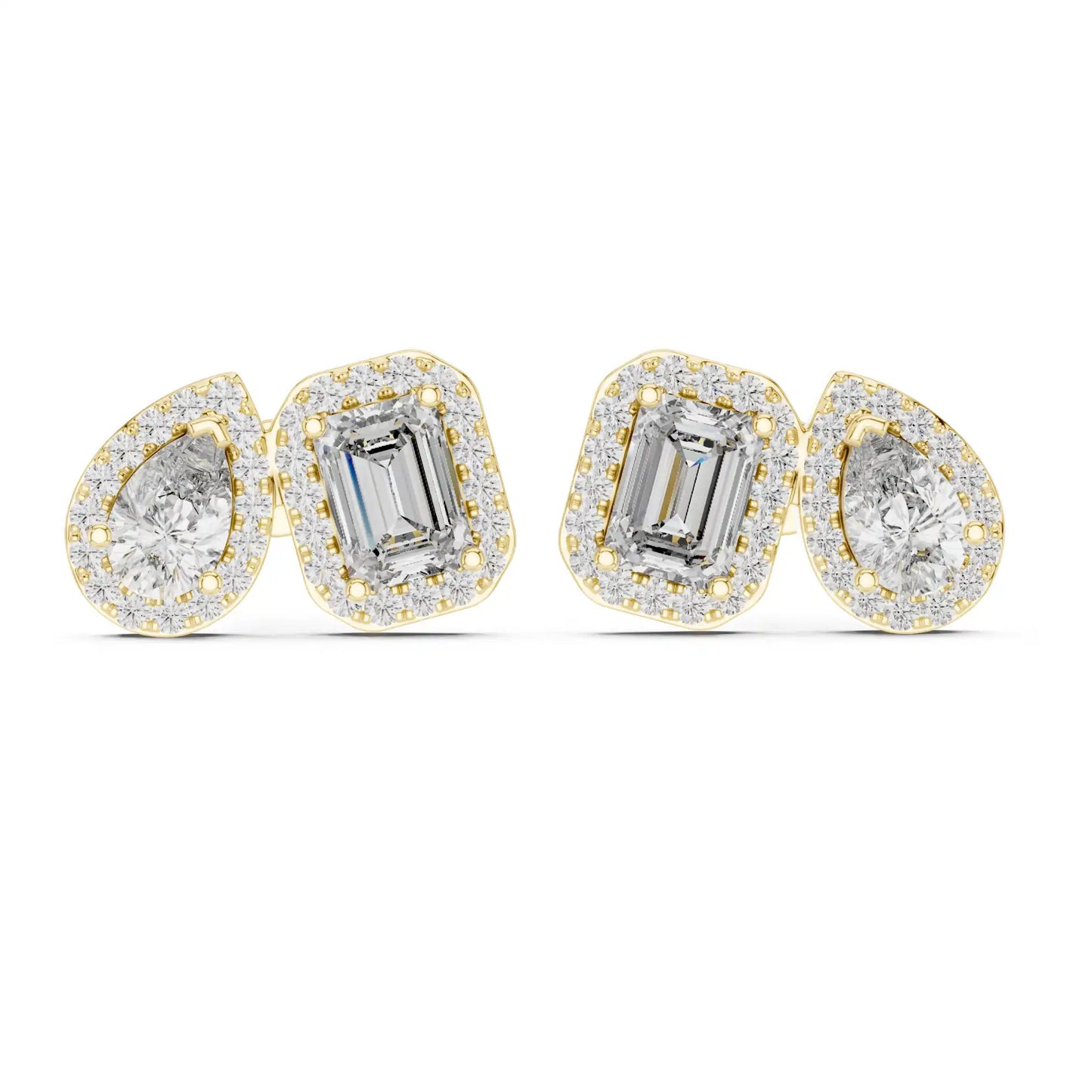 Emerald & Pear Diamond Stud Earrings