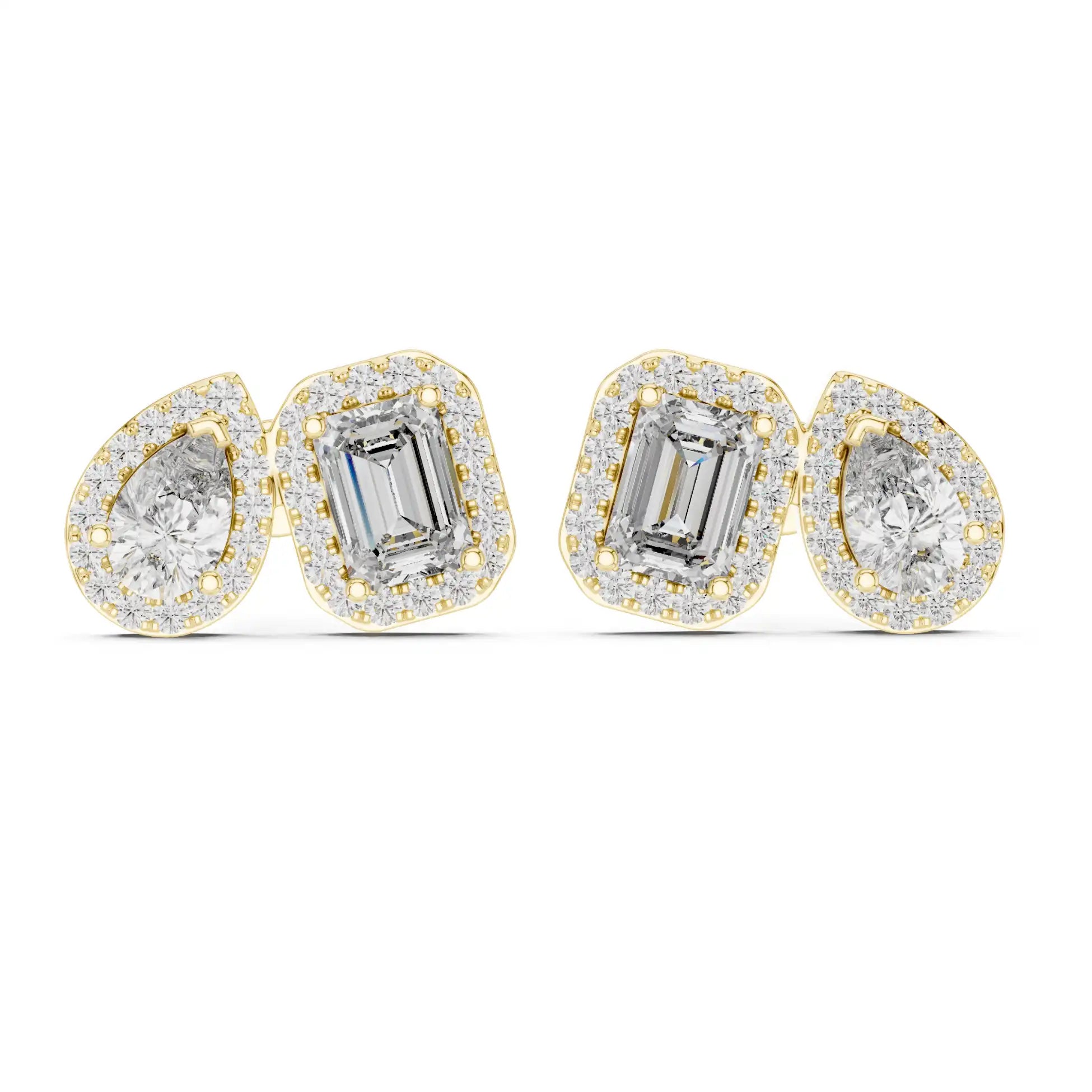 Emerald & Pear Diamond Stud Earrings