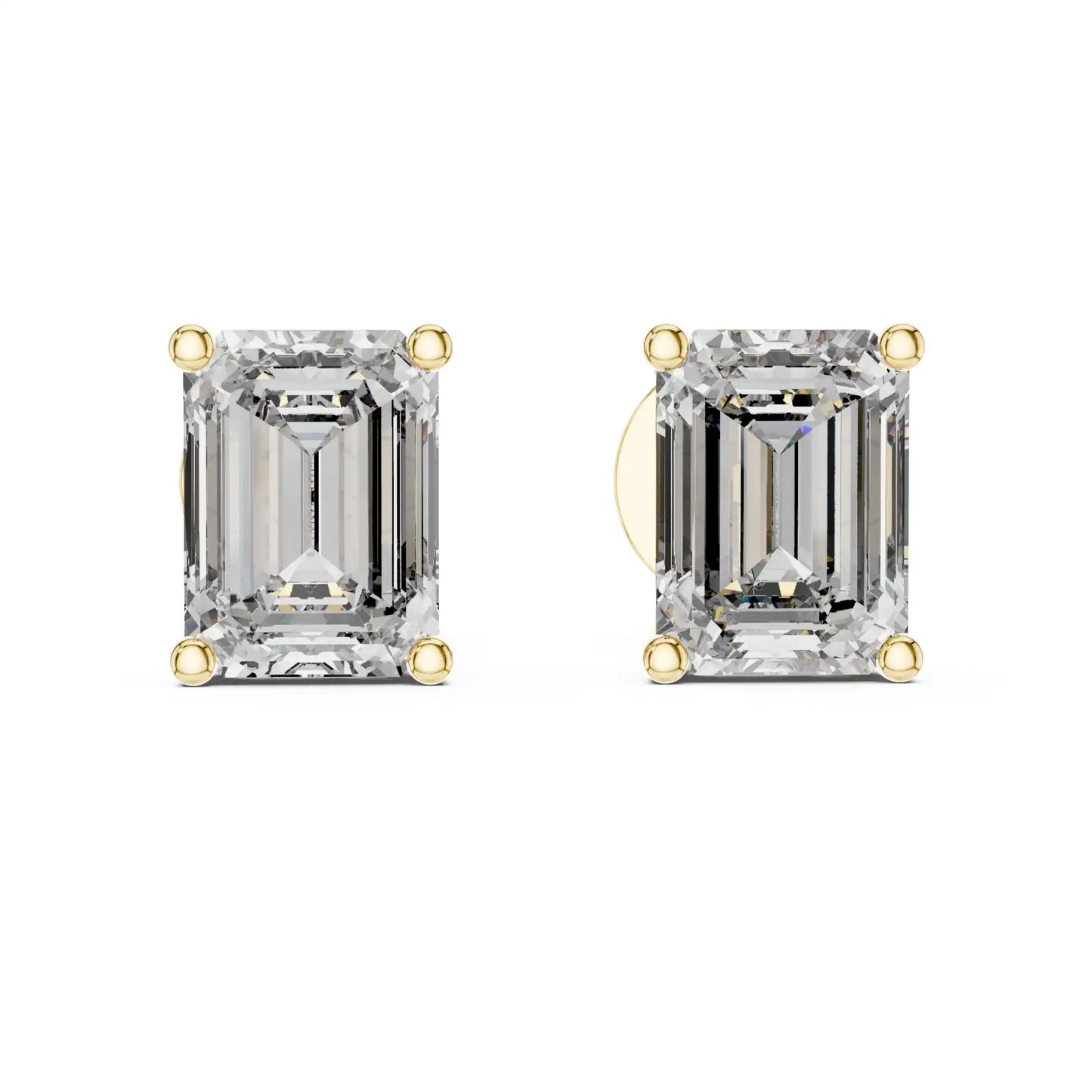 Lab Grown Diamond Stud Earrings - Emerald Cut | Moldavia