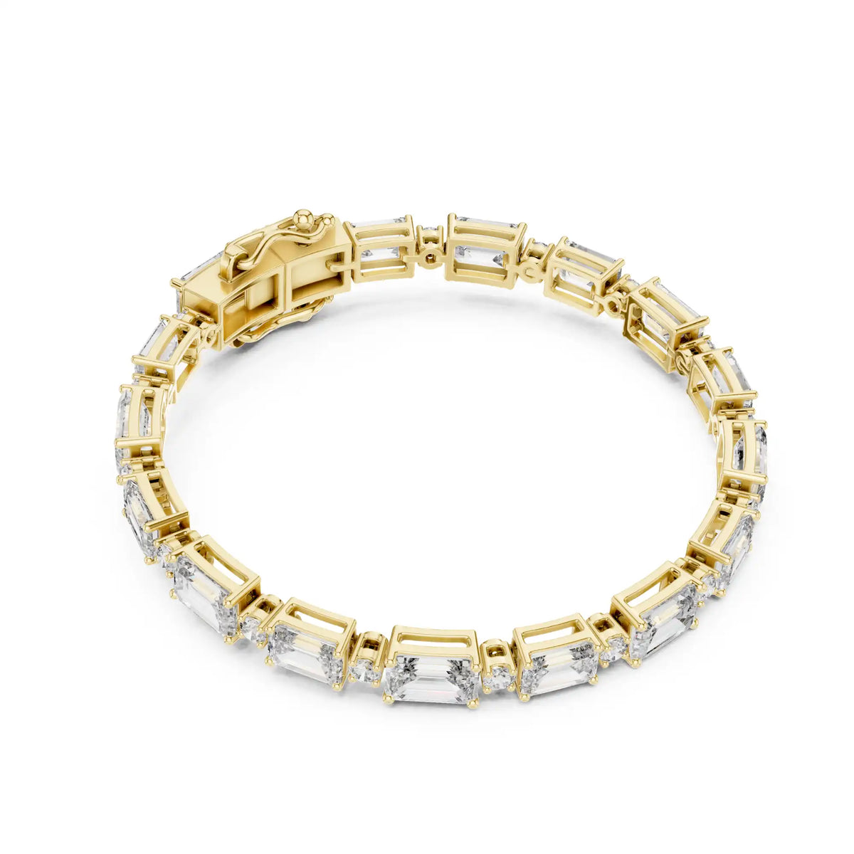 Emerald & Round Brilliant Lab Grown Diamond Tennis Bracelet | Taj
