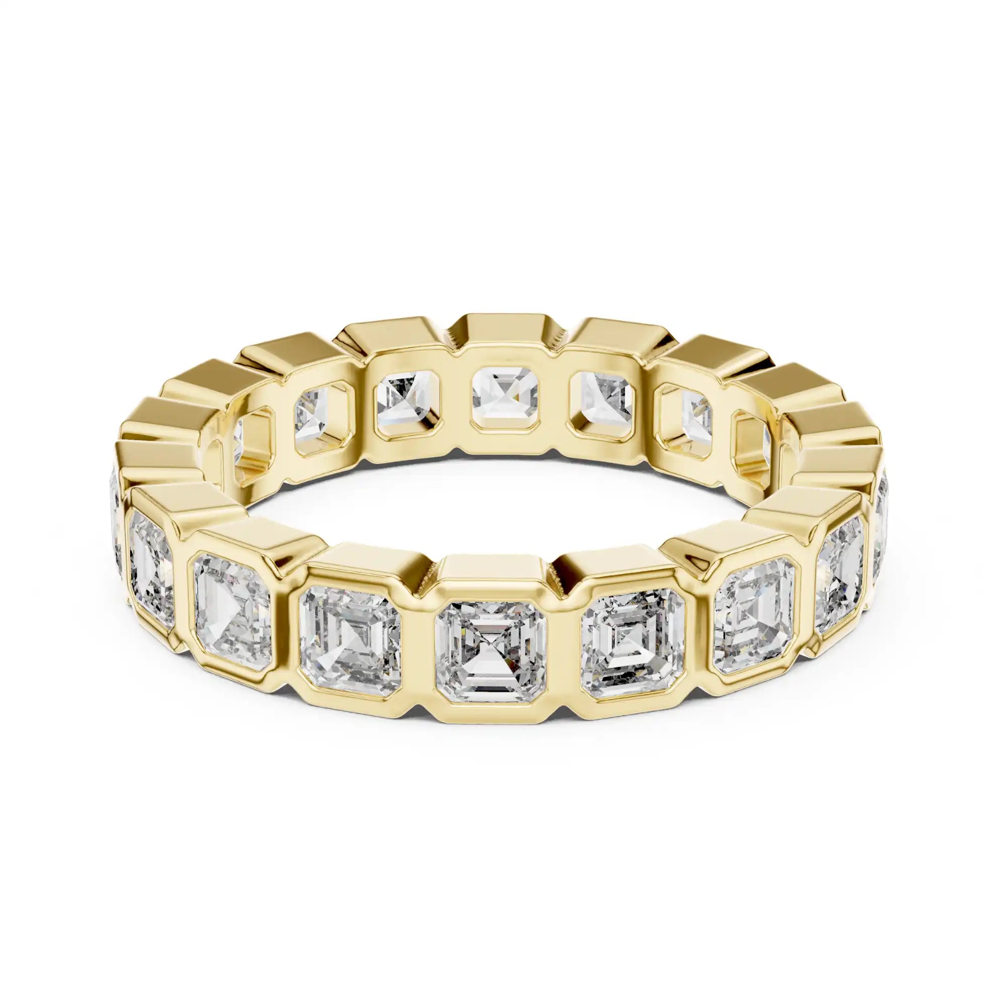 Asscher Cut Bezel Set Lab Diamond Eternity Ring | Nitya
