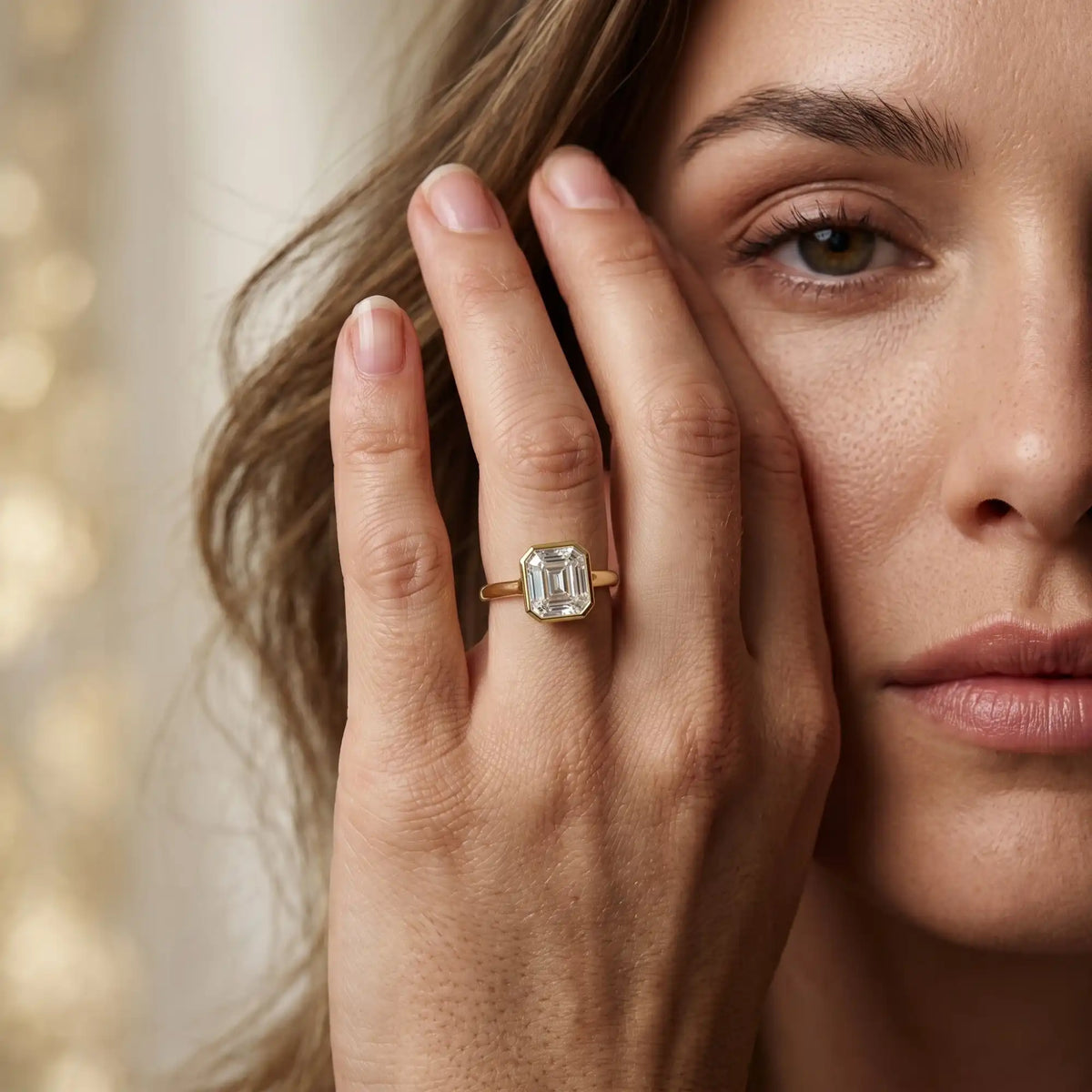 Bezel Asscher Cut Diamond Engagement Ring | Sierra Peak