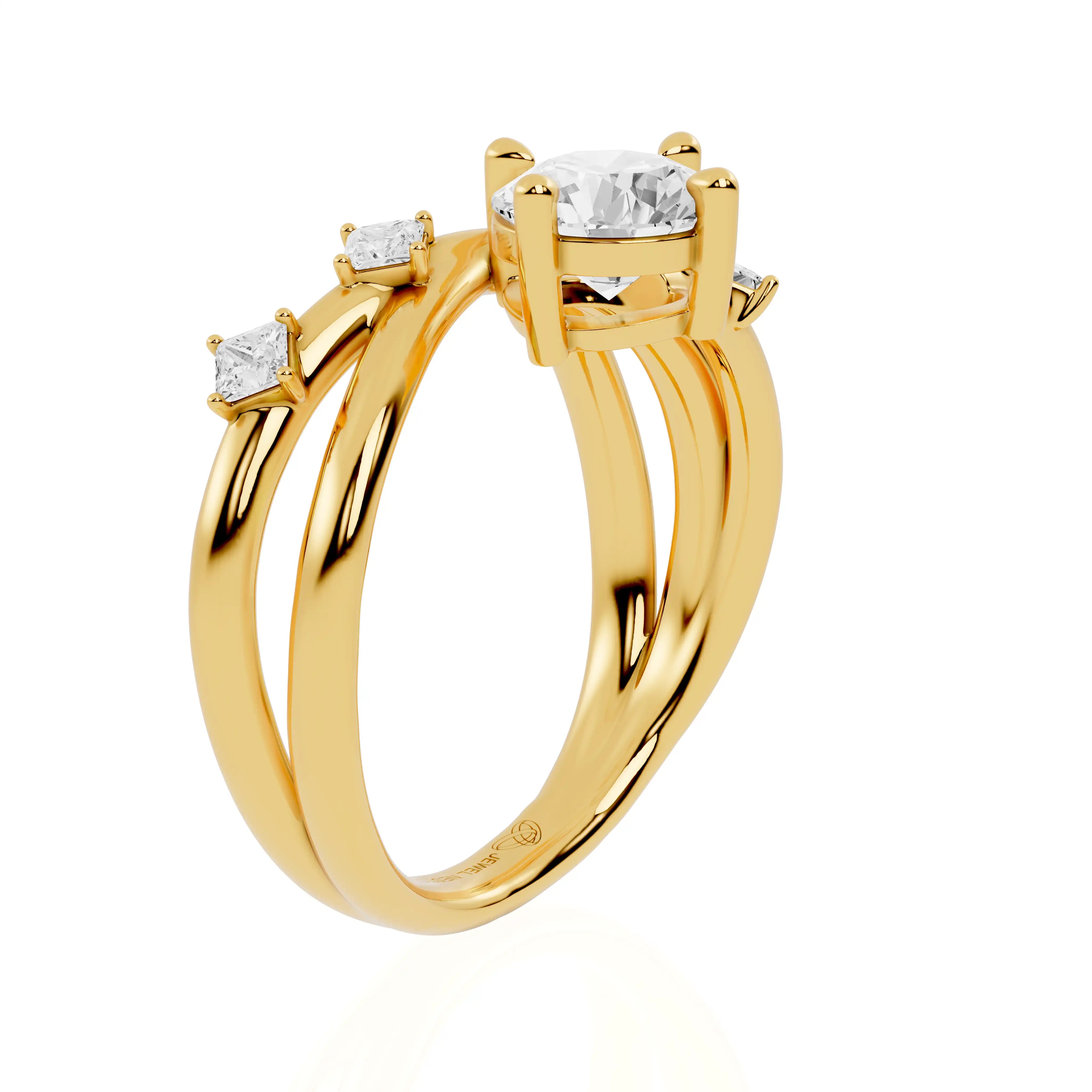 Spiral Vine Engagement Ring with Princess & Round | Phoenix Brilliance