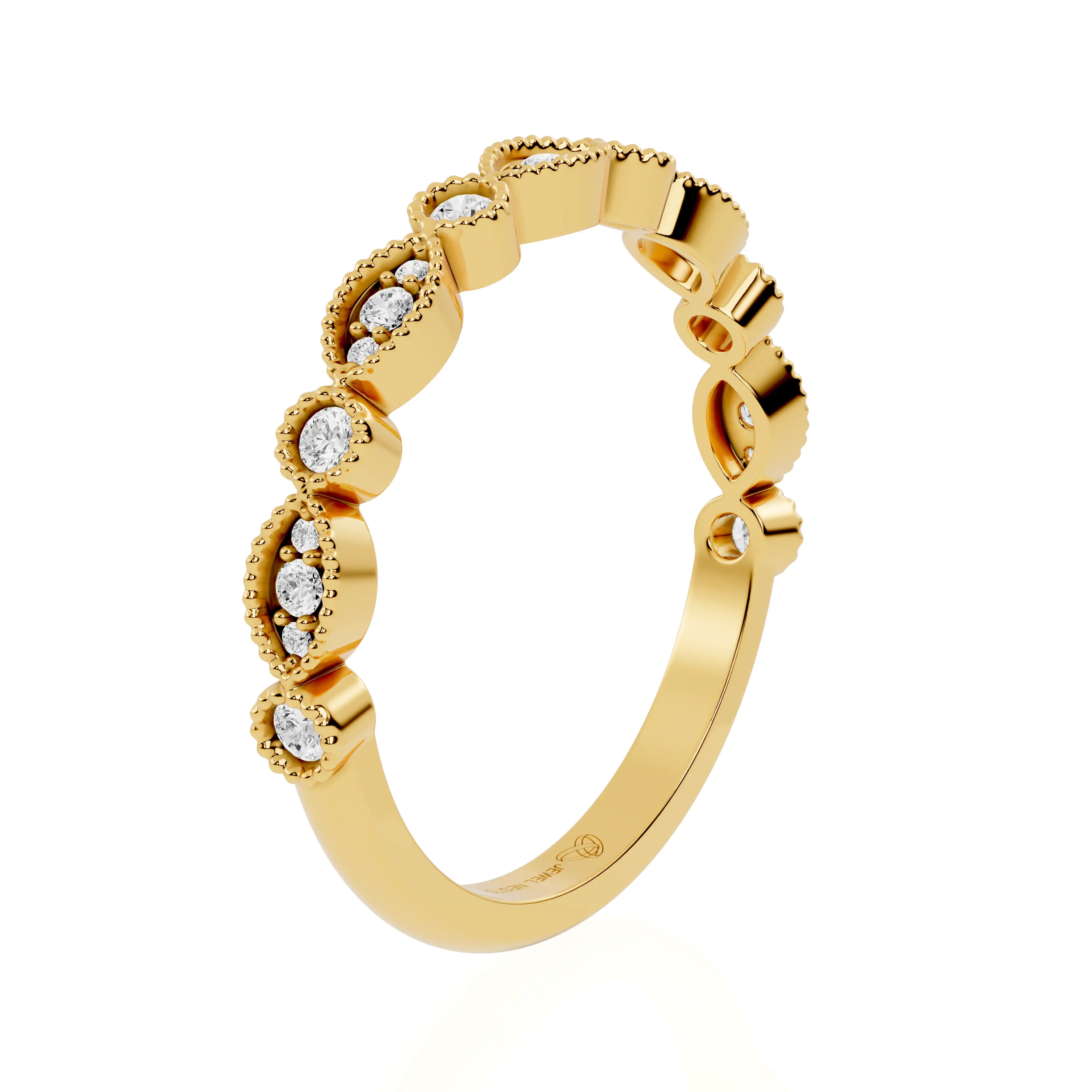 Lab Grown Diamond Wedding Band - Vintage Milgrain Design | Opal