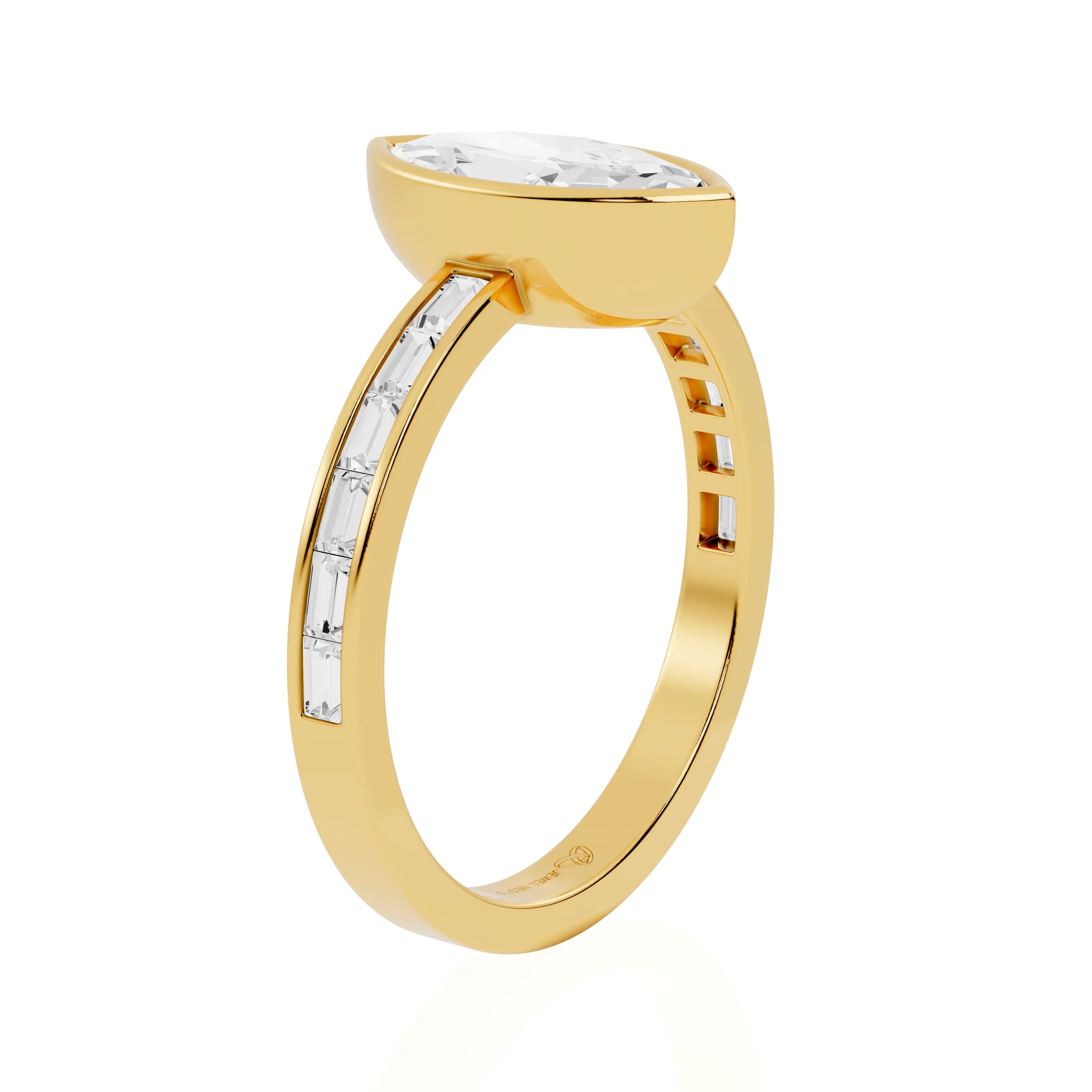 Bezel Set Lab Grown Diamond  Engagement Ring | Coastal Beam