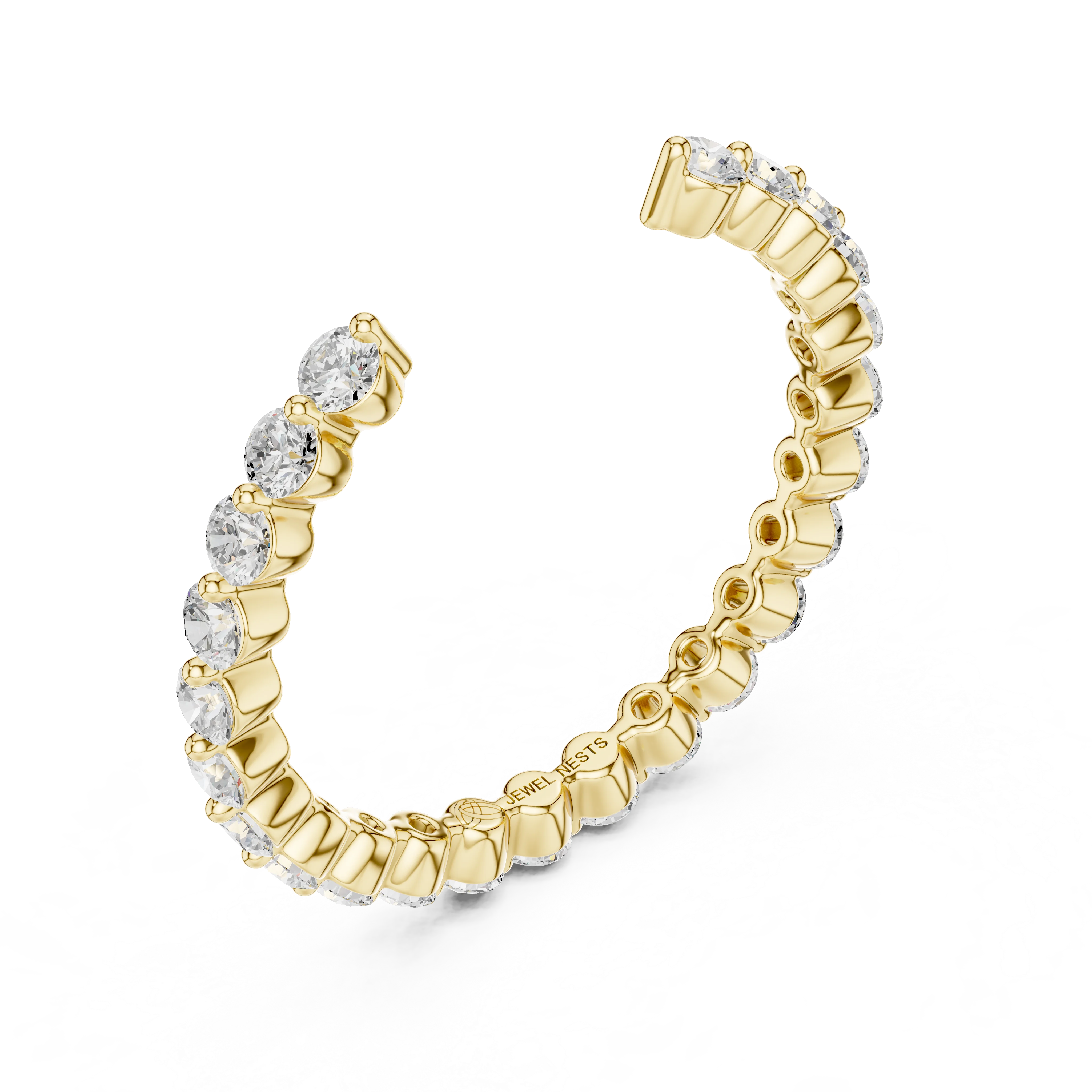 Round Brilliant Lab Grown Diamond Open Gap Wedding Band | Frieze