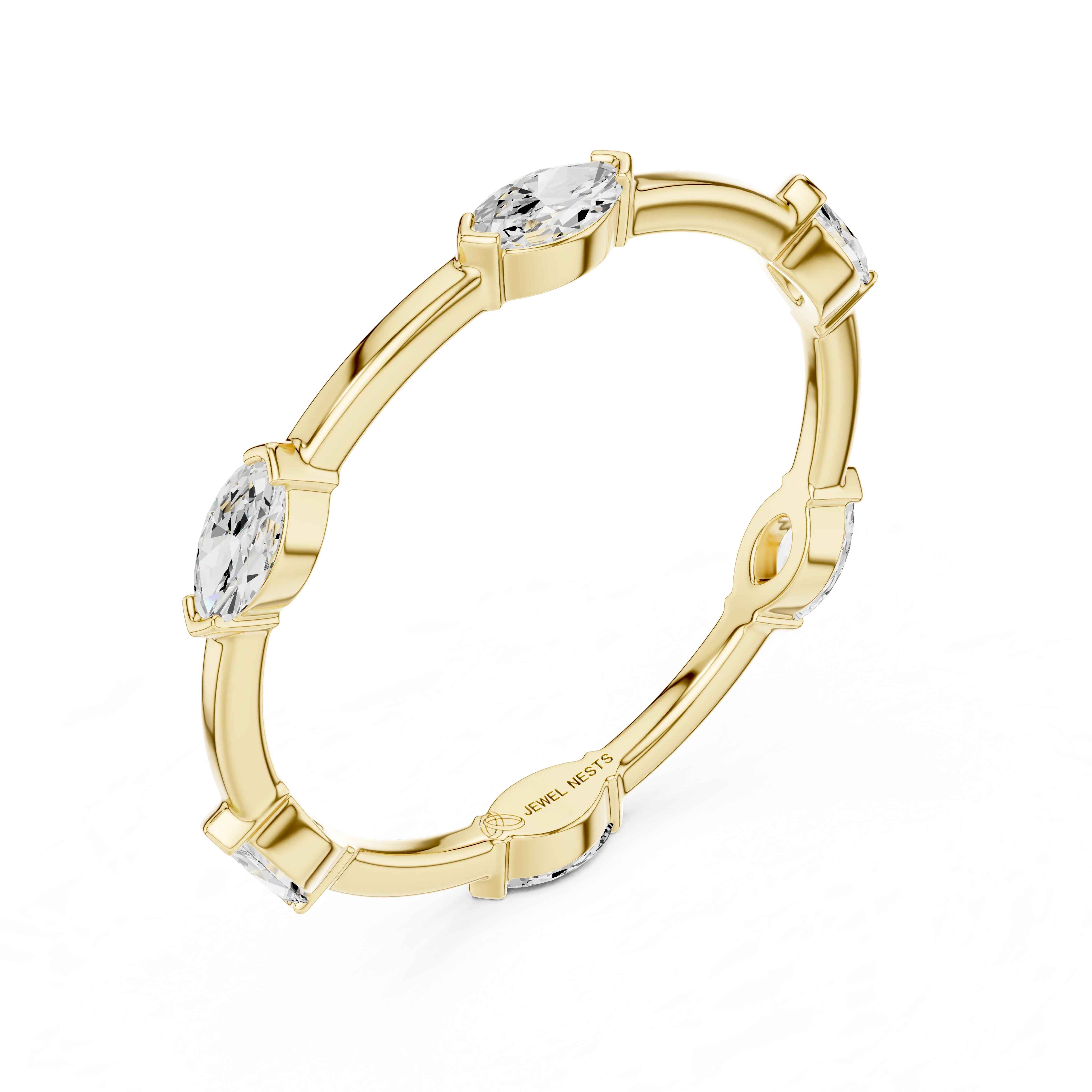 Marquise Lab Diamond Unique Stackable Wedding Band | Ionic