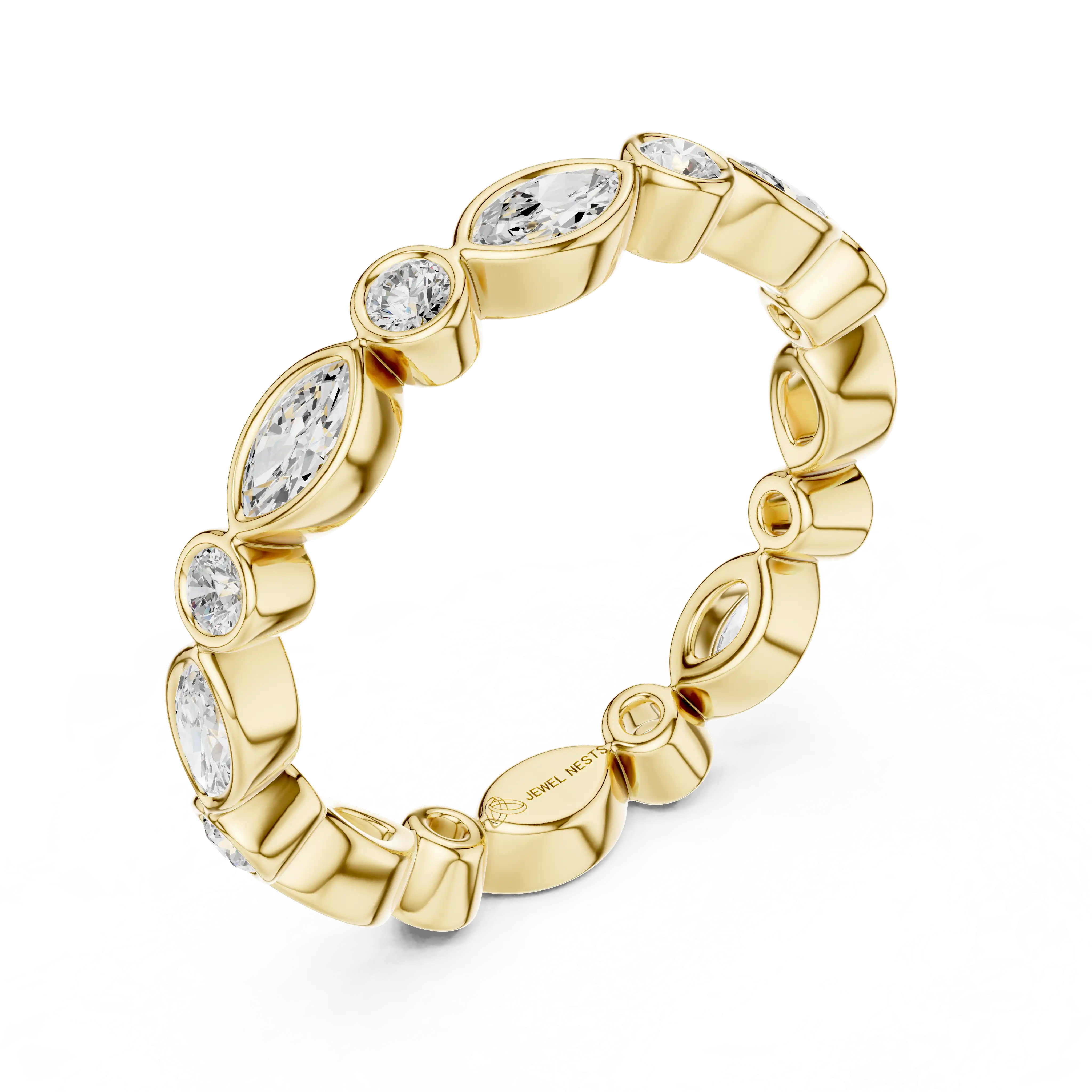 Bezel Set Round and Marquise Lab Grown Diamond Full Eternity Band | Avriel