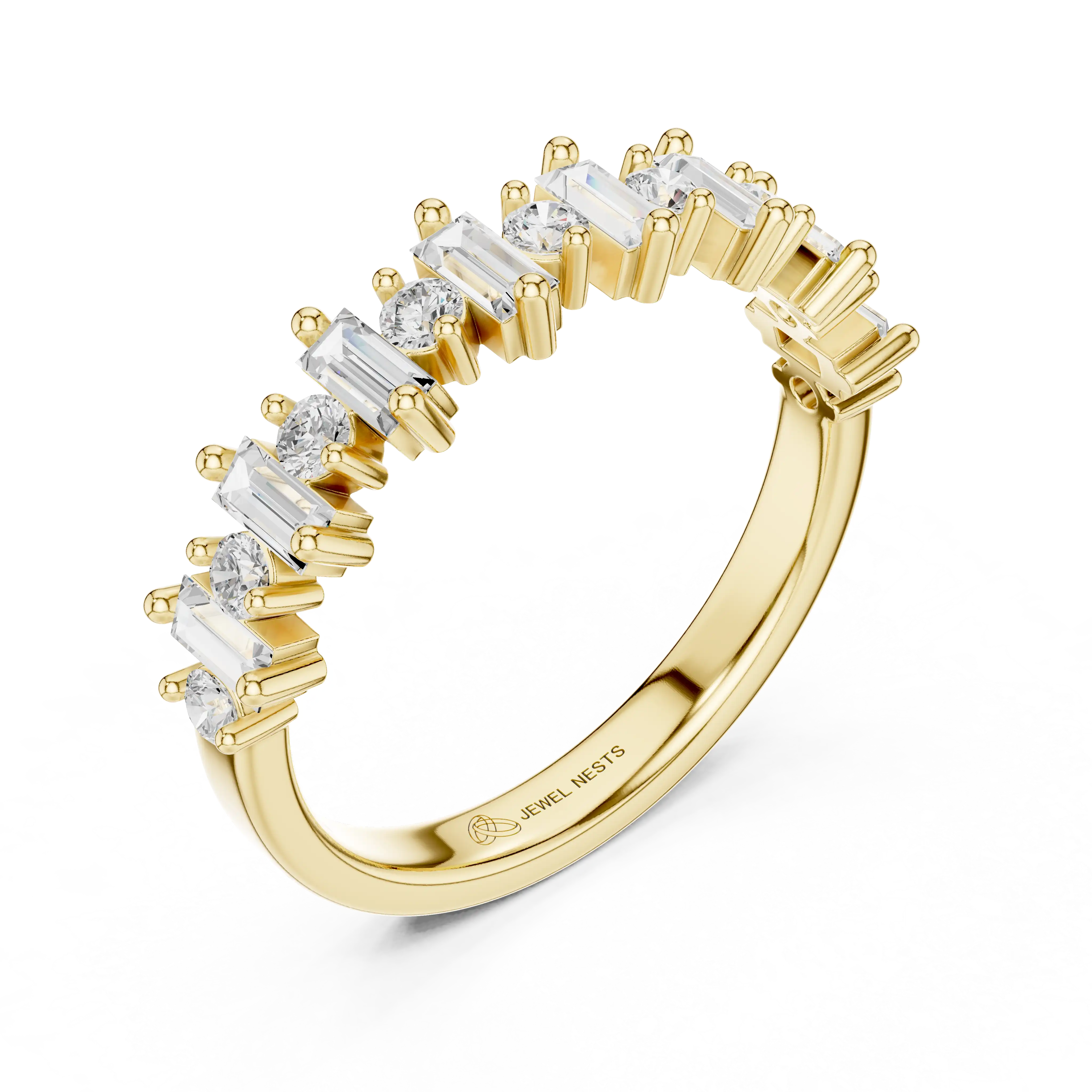 Baguette and Round Lab Grown Diamond Multi-Shape Wedding Band | Judy