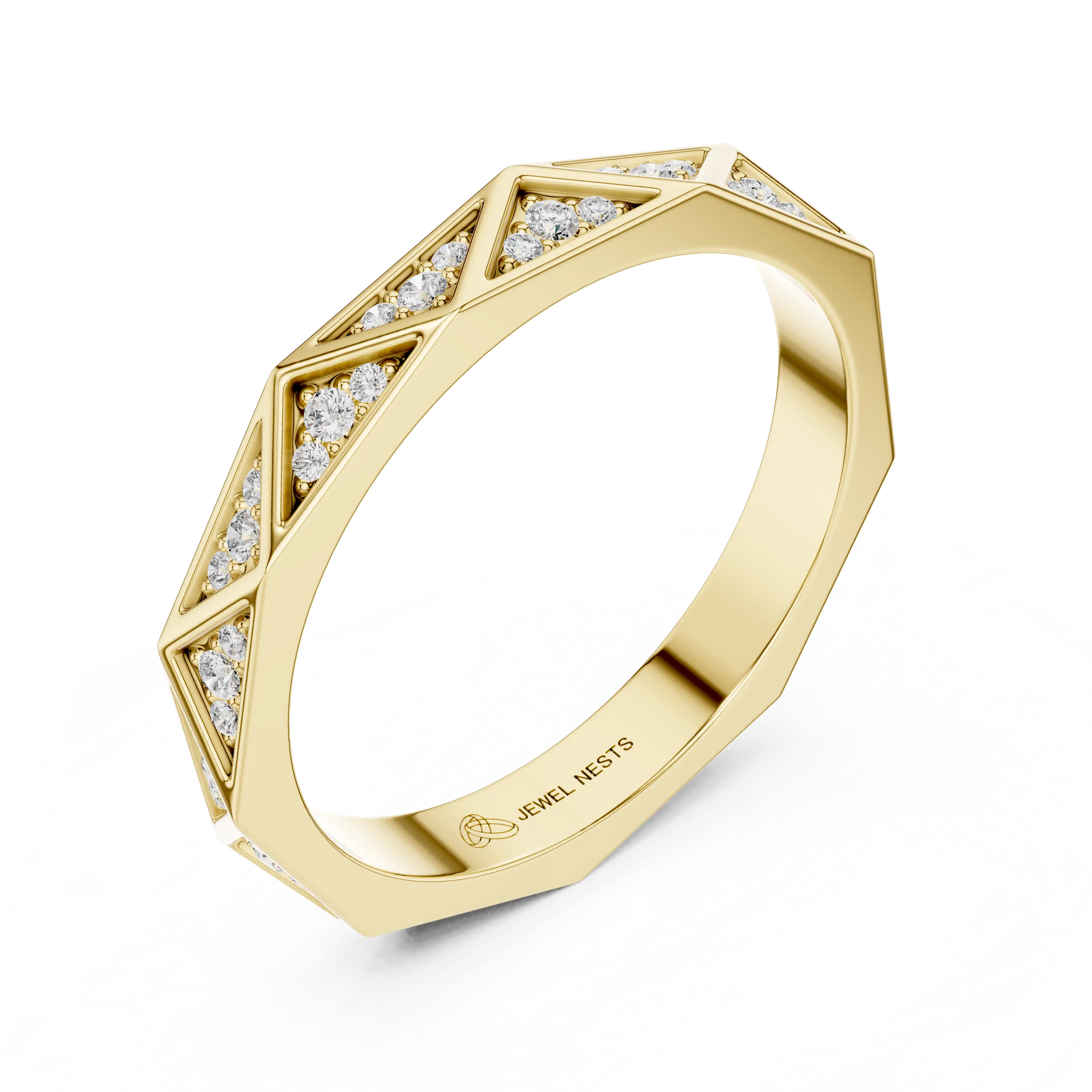 Round Lab Grown Diamond Triangular Unisex Wedding Band | Luxora
