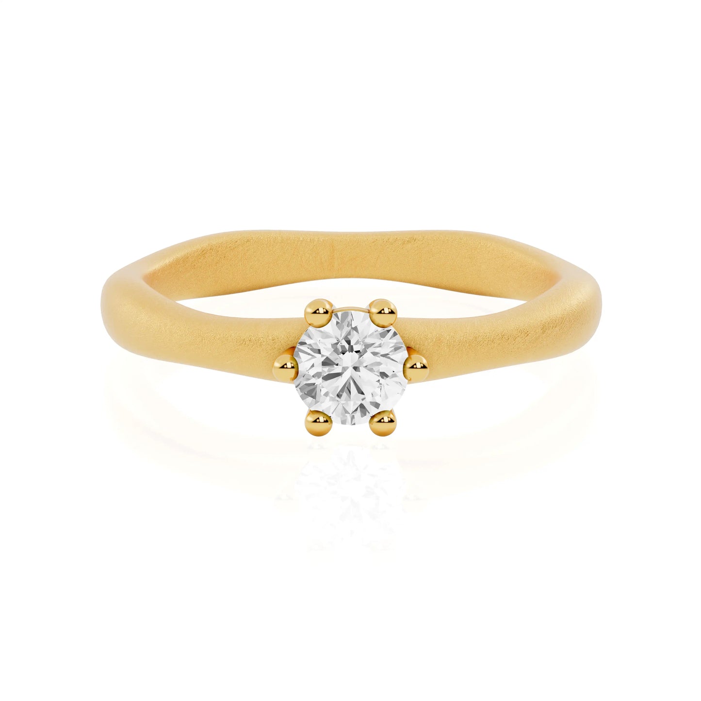 Matte Finished Minimalist Lab Grown Diamond Solitaire Engagement Ring | Six Glow