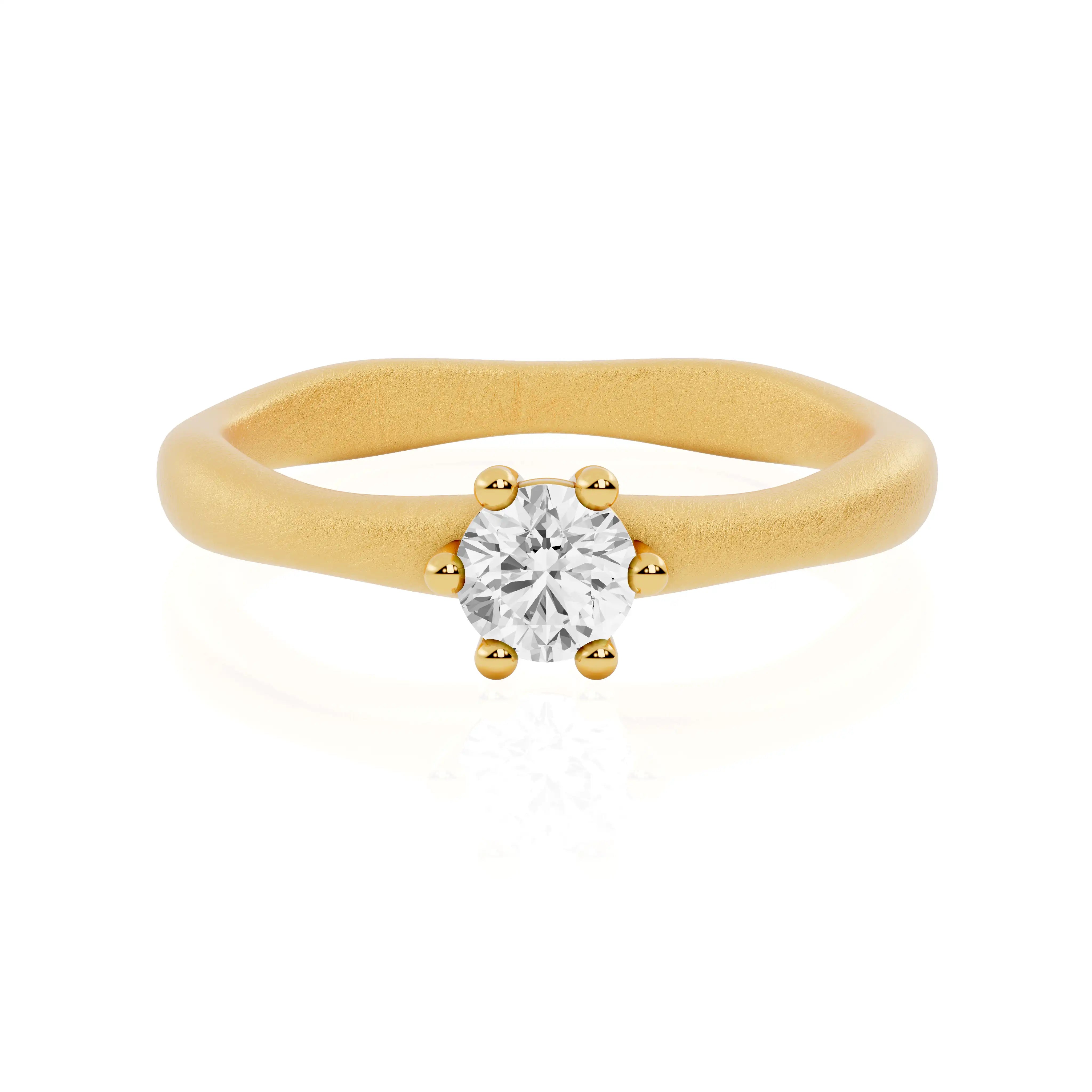 Matte Finished Minimalist Lab Grown Diamond Solitaire Engagement Ring | Six Glow