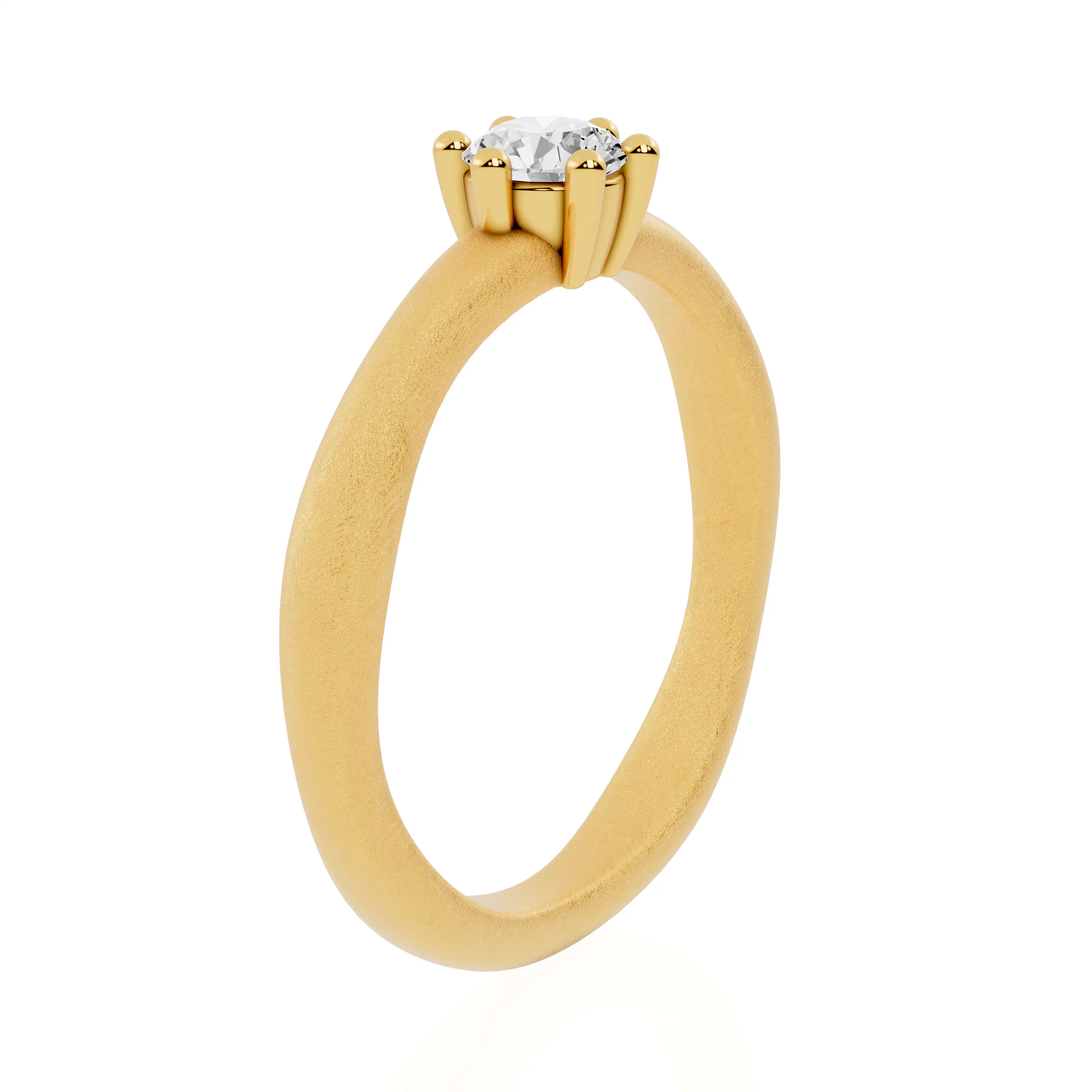 Matte Finished Minimalist Lab Grown Diamond Solitaire Engagement Ring | Six Glow