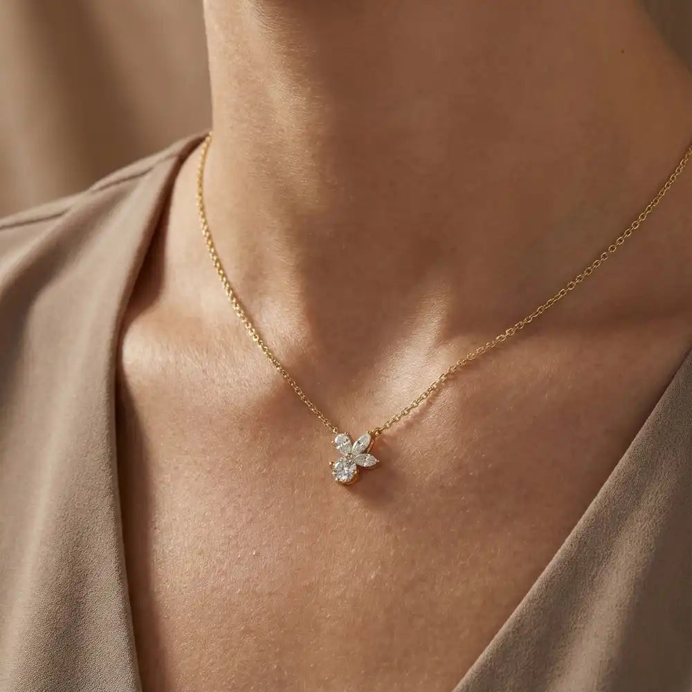 Mixed Shaped Diamond Cluster Necklace | Indira