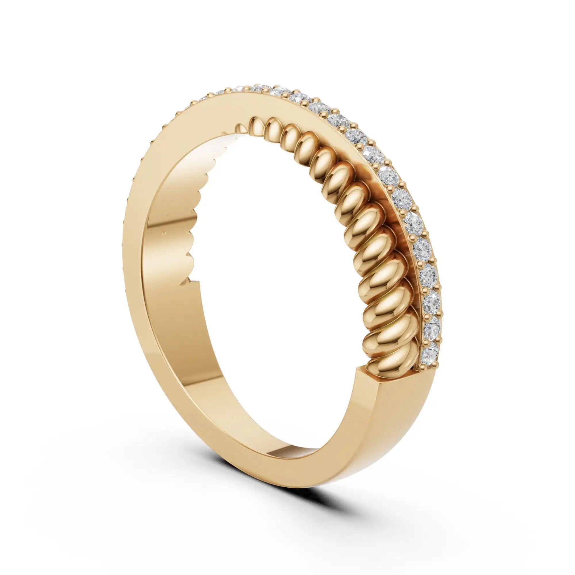 Twisted Rope & Pavé Diamond Wedding Band | Liora