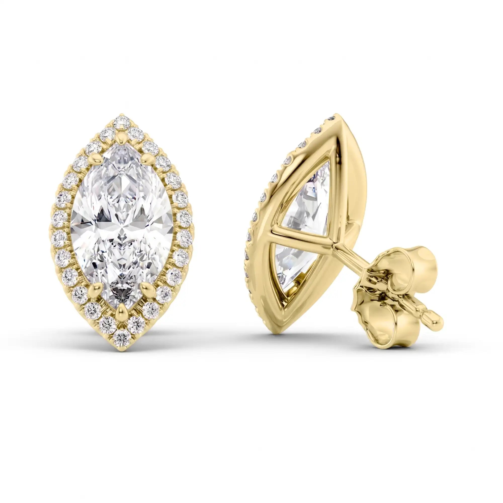 Halo Marquise Cut Lab Grown Diamond Stud Earrings | Dragona