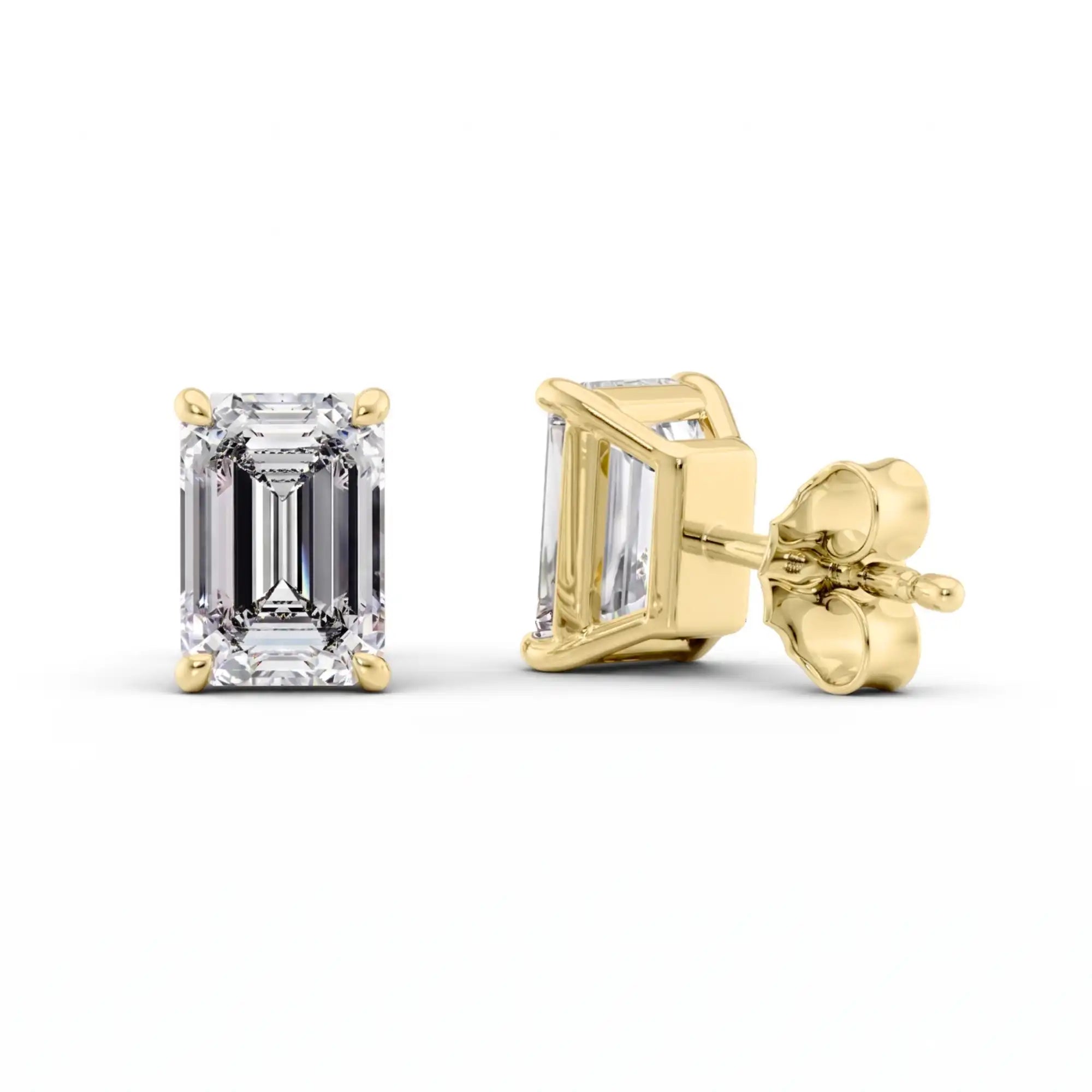 Emerald Cut Lab Grown Diamond Stud Earrings | Milena