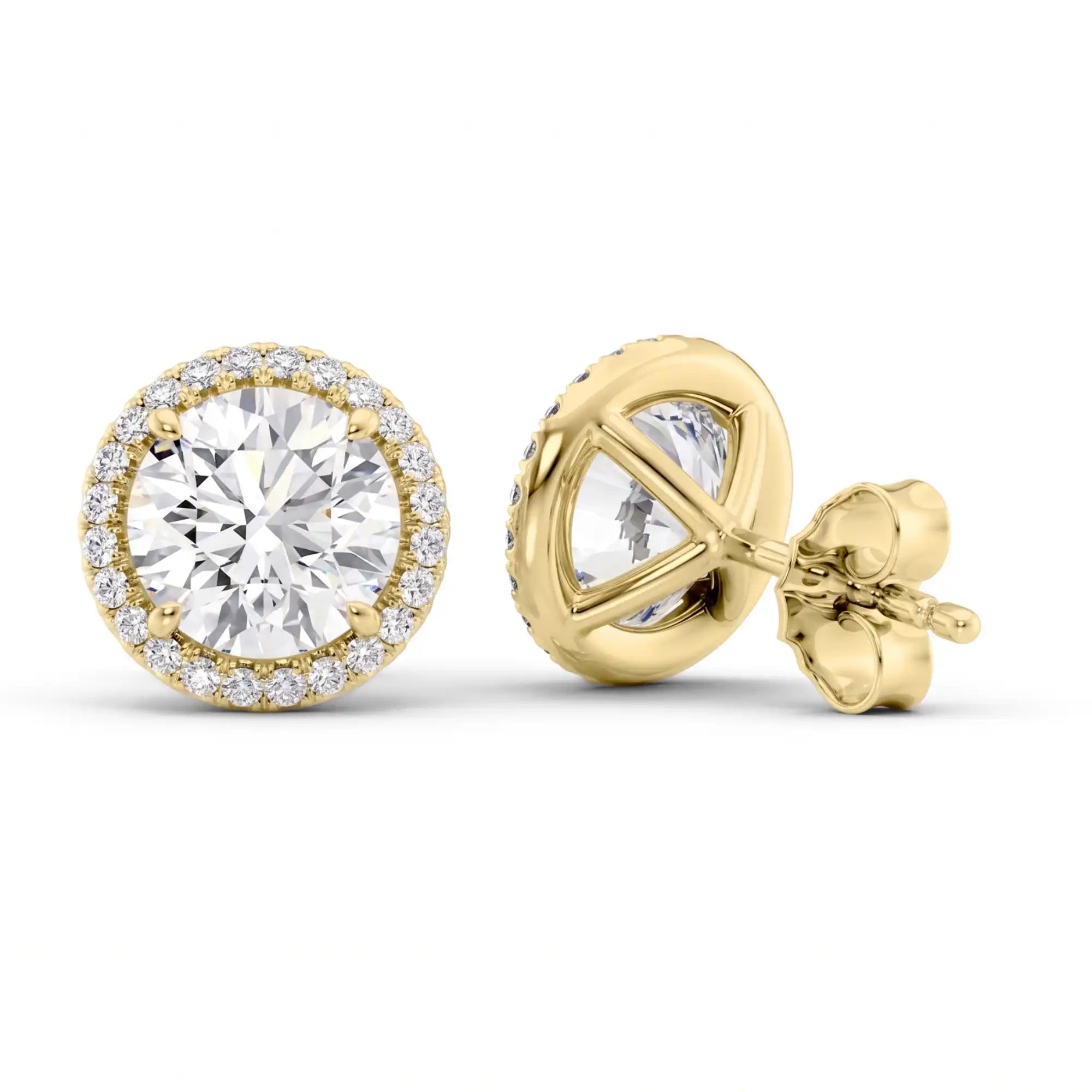 Halo Round Lab Grown Diamond Stud Earrings | Dragona