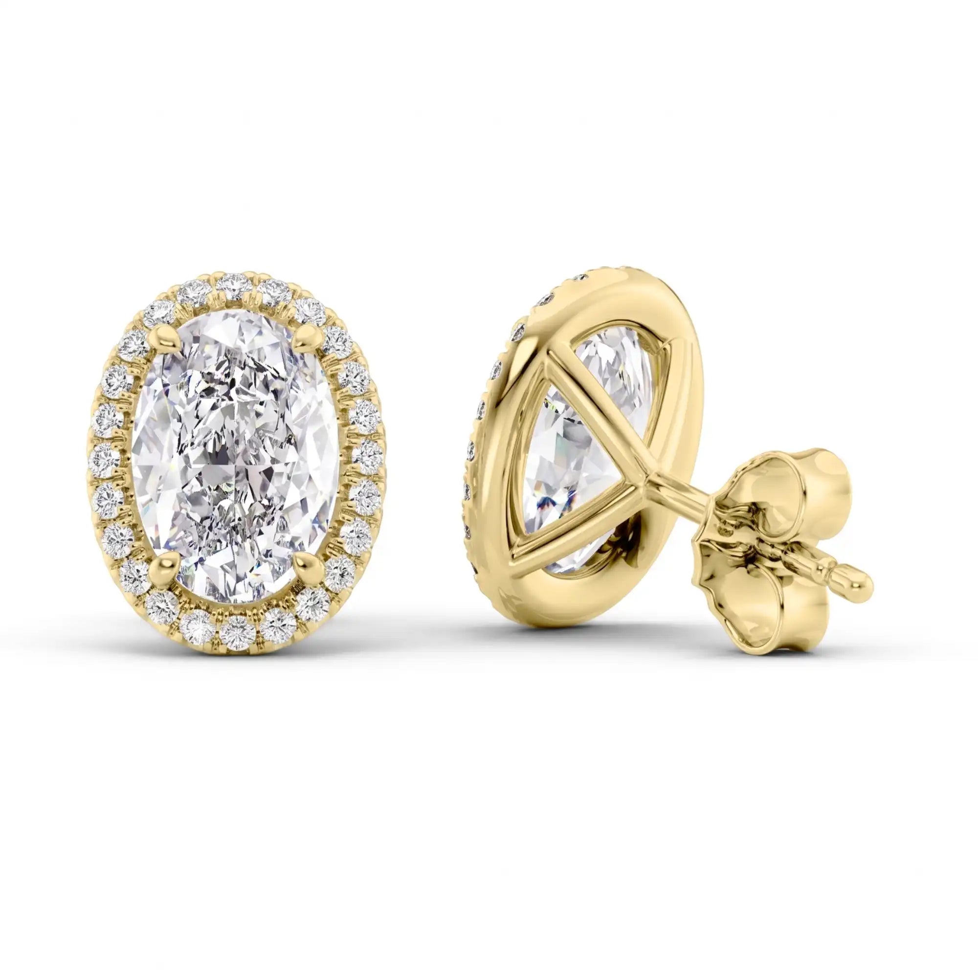 Halo Oval Lab Diamond Stud Earrings | Dragona