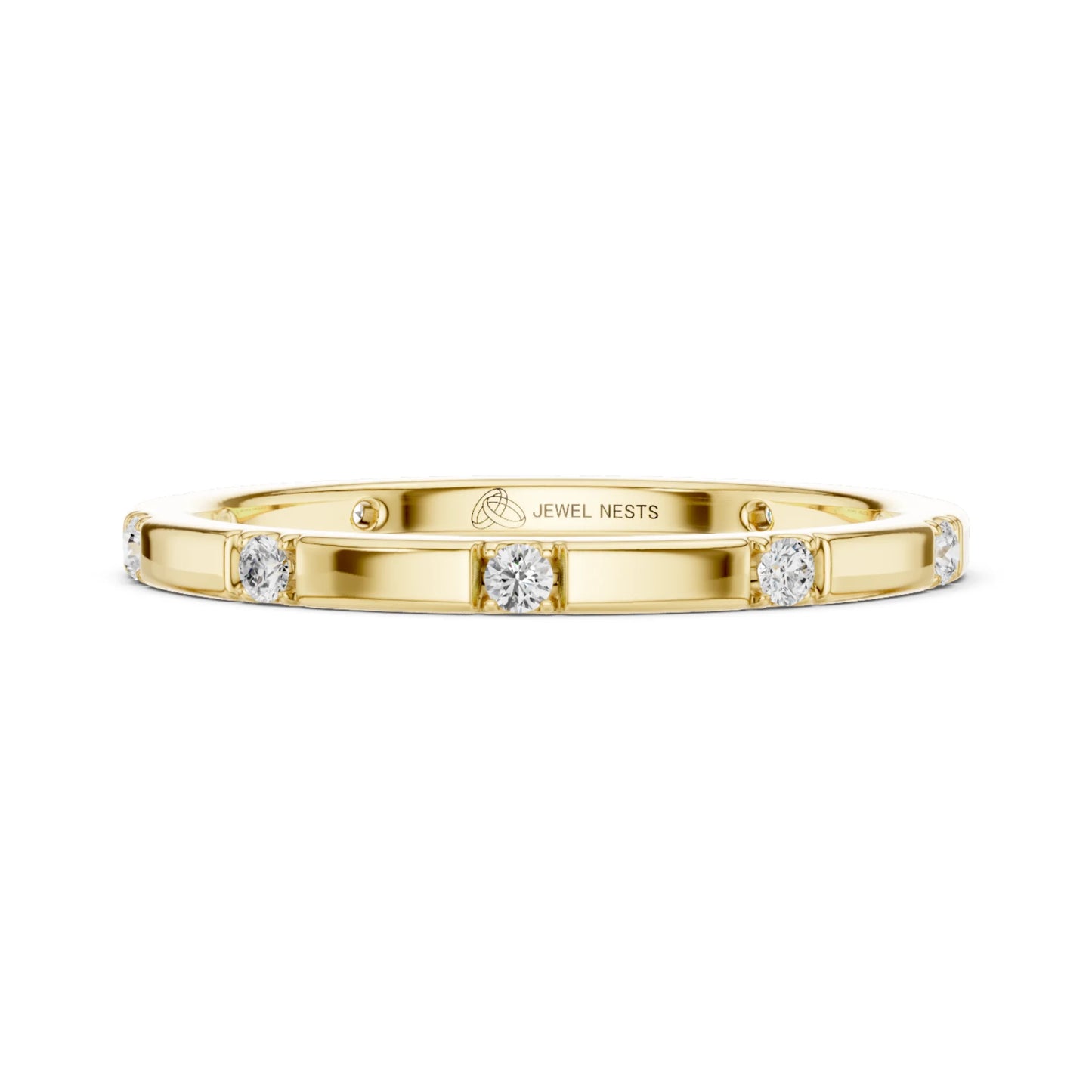 Round Lab Grown Diamond Modern Stackable Wedding Band | Lintel