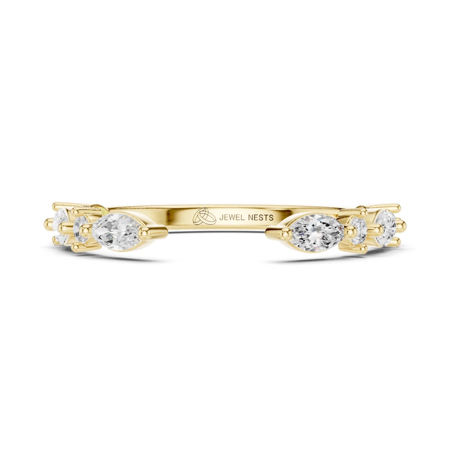 Open Gap Round and Marquise Lab Grown Diamond Stackable Wedding Band | Plinth