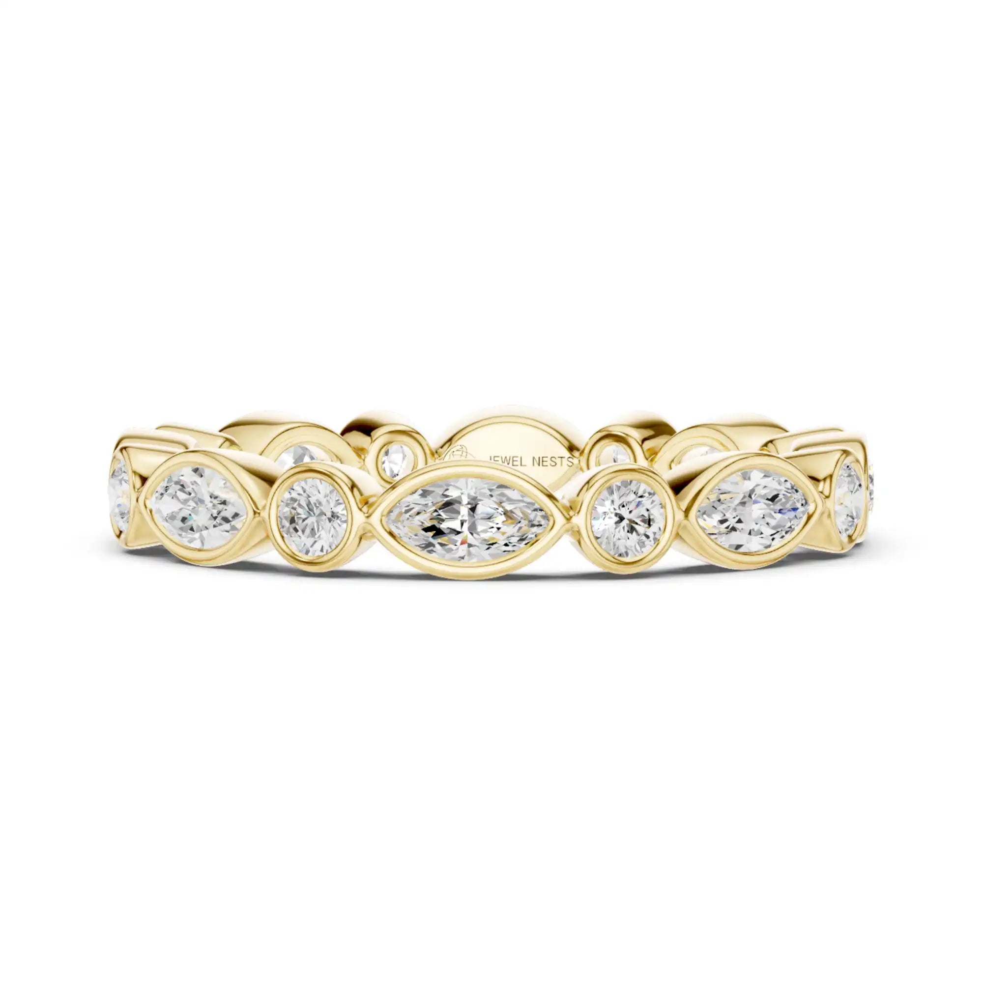 Marquise and Round Diamond Bezel Ring