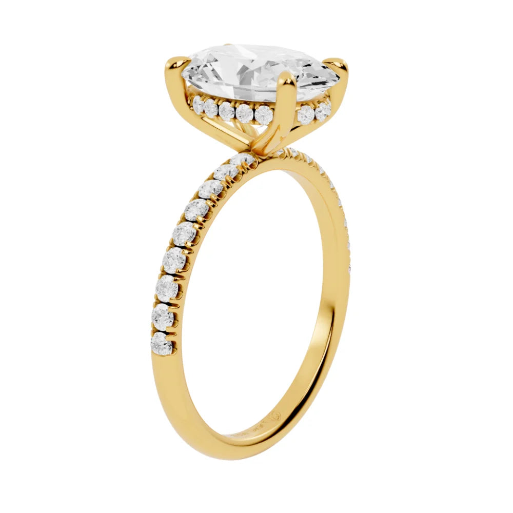 Hidden Halo Pavé Band Lab Grown Diamond Engagement Ring | Helsinki Enigma