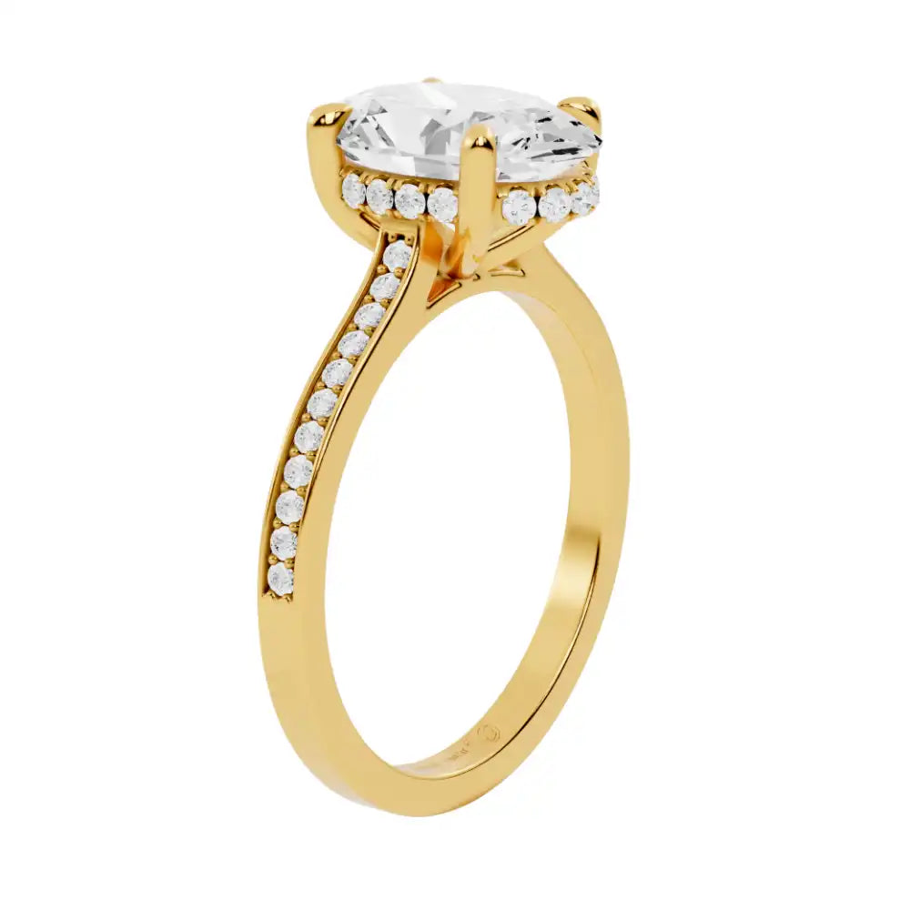 Cathedral Channel-Set Pavé Hidden Halo Engagement Ring | Nimes Lumina