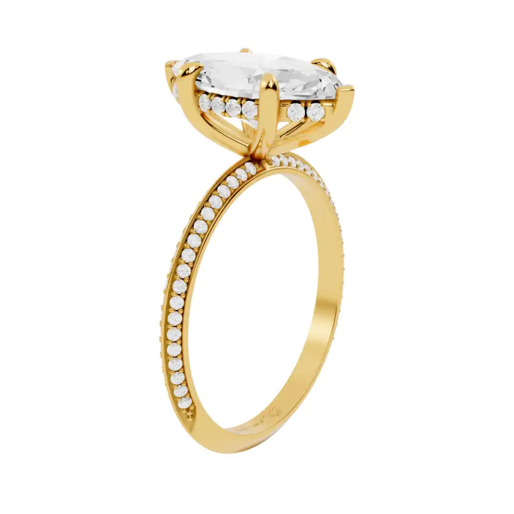 Hidden Halo Pavé Band Lab Grown Diamond Engagement Ring | Brescia Shine