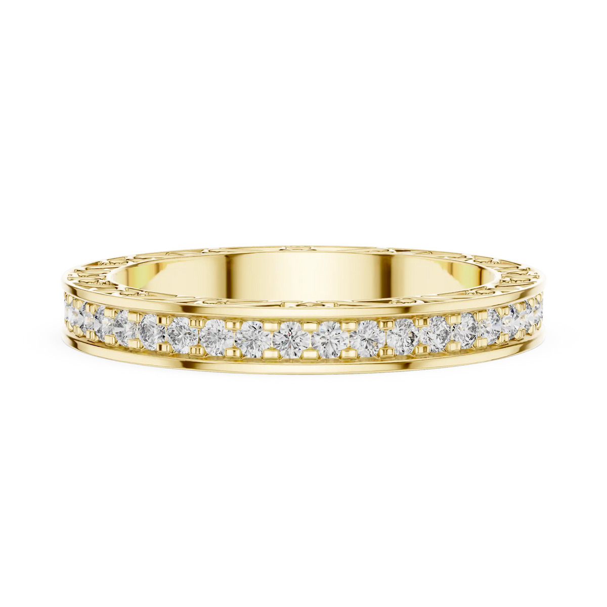 Modern Unisex Lab Grown Diamond Eternity Ring - Side Carved Design | Trayi