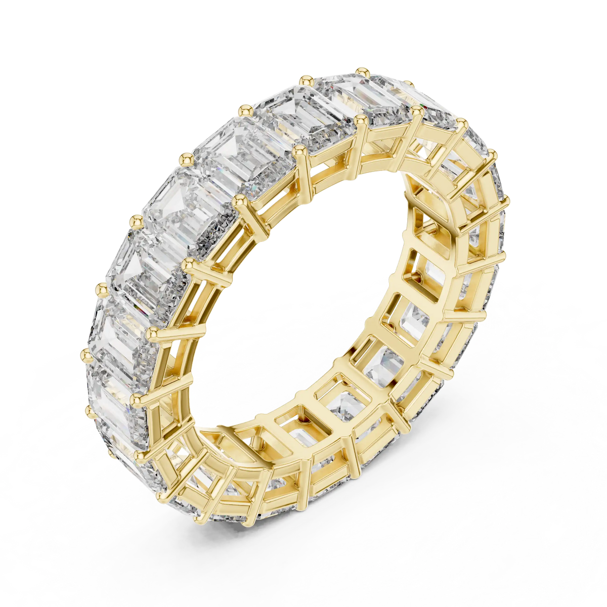 Emerald Cut Lab Grown Diamond Eternity Ring |  Yugma
